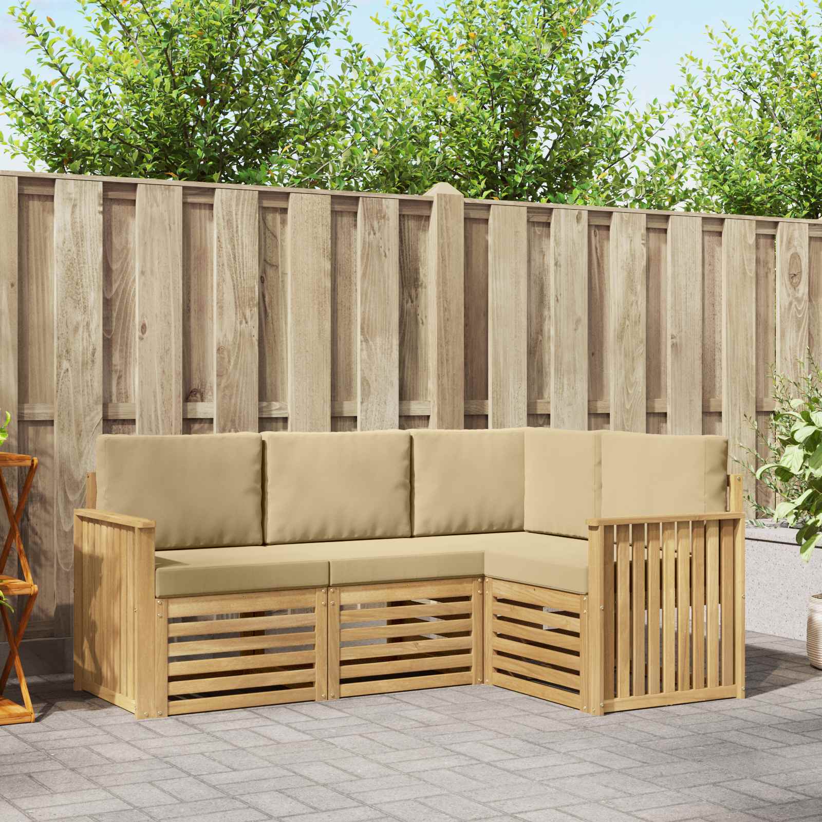 Σετ Καναπέ 4 pcs Λευκό και Μπεζ 187,5 x 128,5 x 73 εκ - Pakobazaar