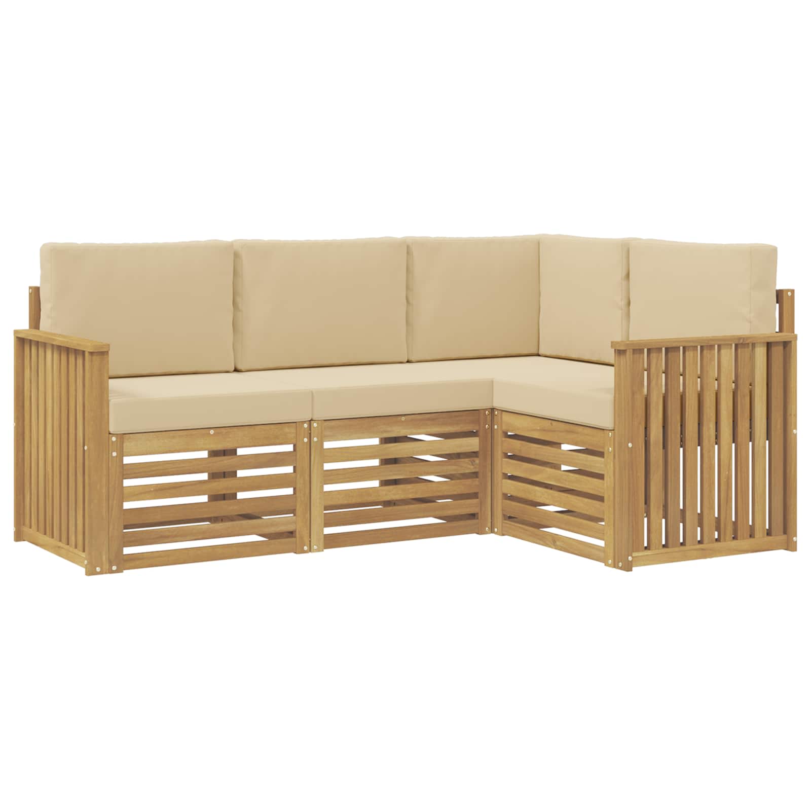 Σετ Καναπέ 4 pcs Λευκό και Μπεζ 187,5 x 128,5 x 73 εκ - Pakobazaar