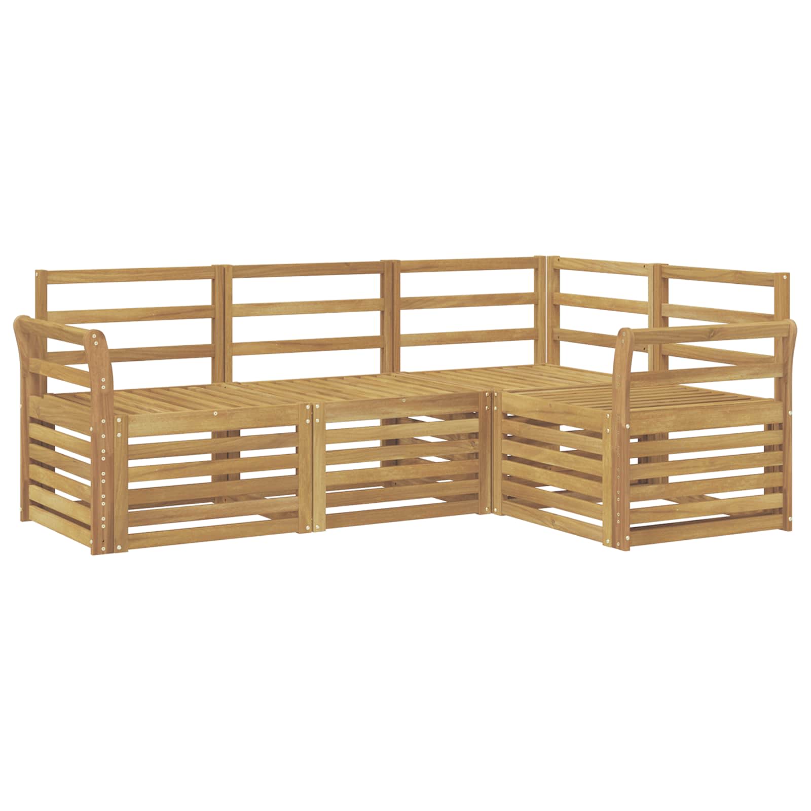 Σετ Καναπέ 4 pcs Λευκό 190 x 130,5 x 73 εκ Στερεό Ξύλο Ακακίας - Pakobazaar