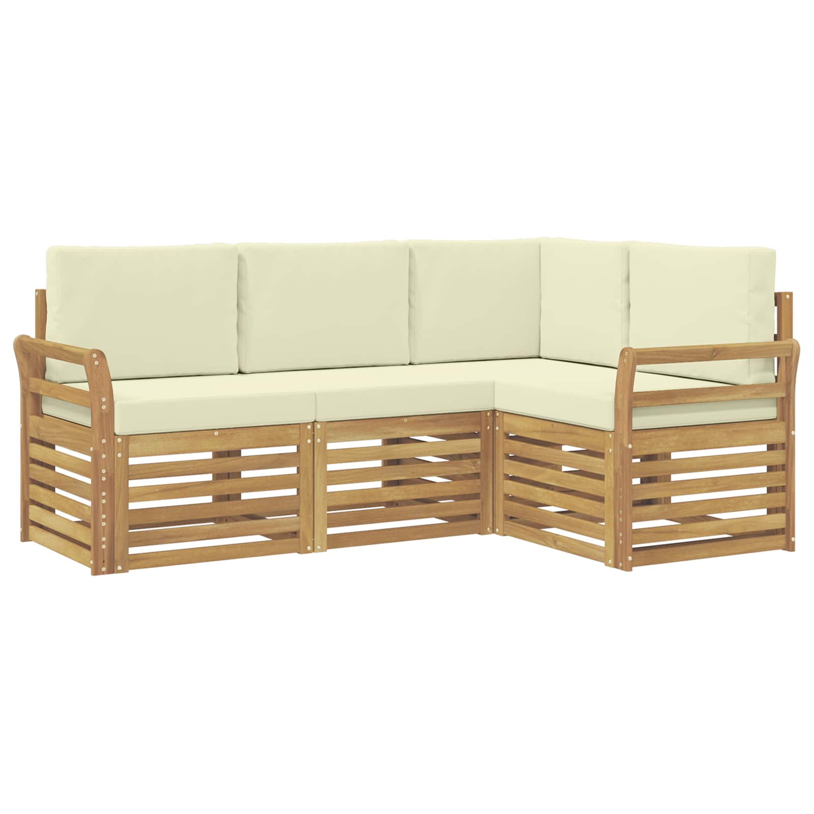 Σετ Καναπέ 4 pcs Λευκό και Κρεμ 190 x 130,5 x 73 εκ Πολυεστέρας - Pakobazaar