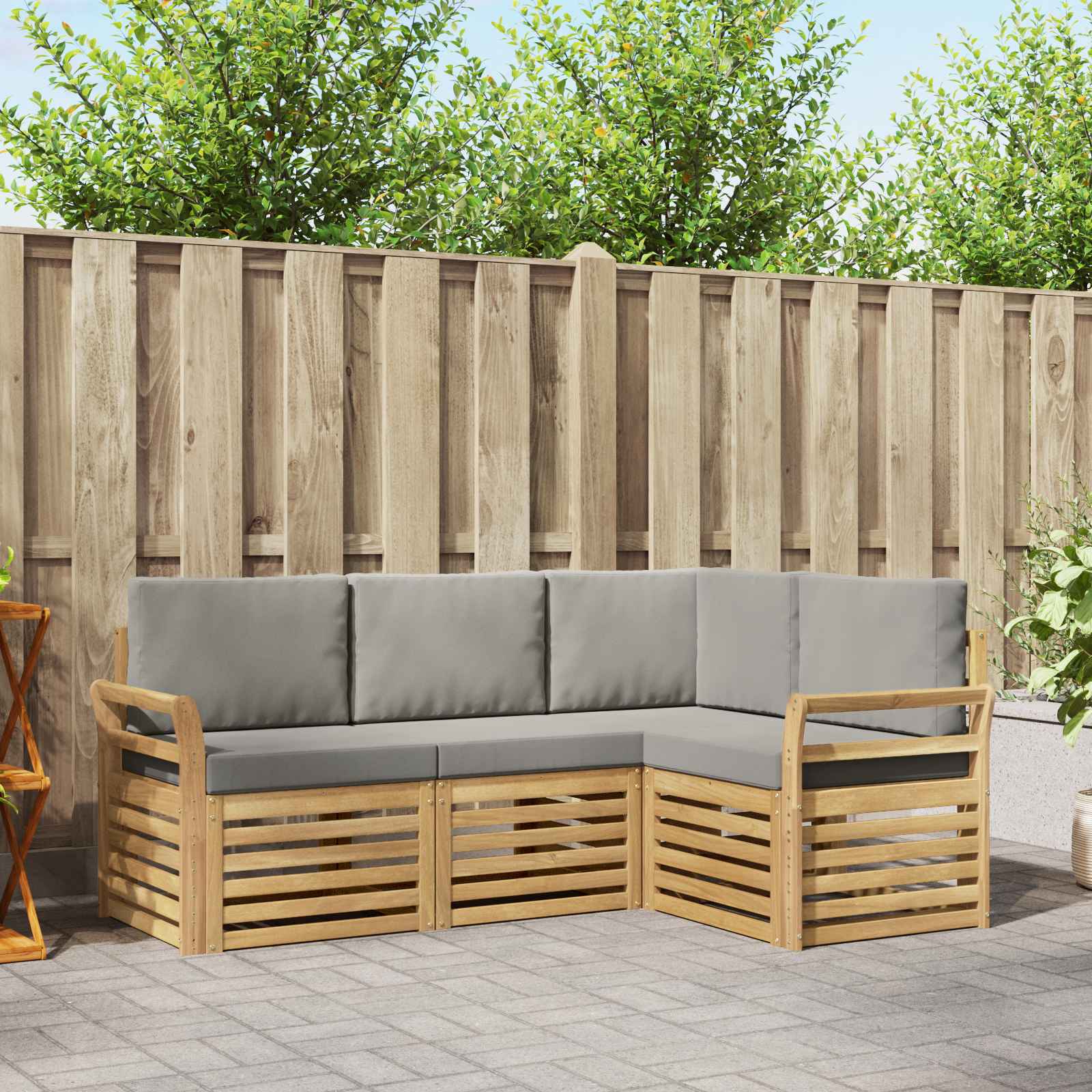 Σετ Καναπέ 4 pcs Λευκό και Ανοιχτό Γκρι 190 x 130,5 x 73 εκ - Pakobazaar