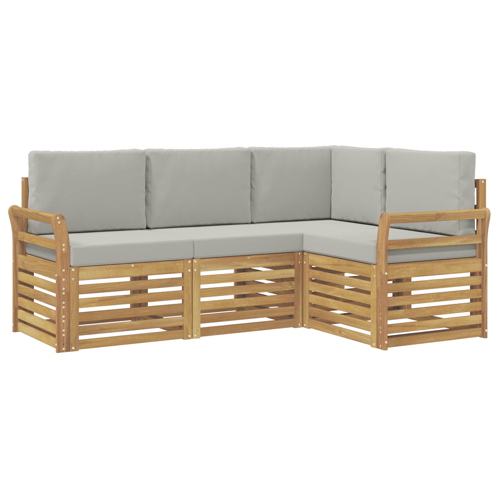 Σετ Καναπέ 4 pcs Λευκό και Ανοιχτό Γκρι 190 x 130,5 x 73 εκ - Pakobazaar