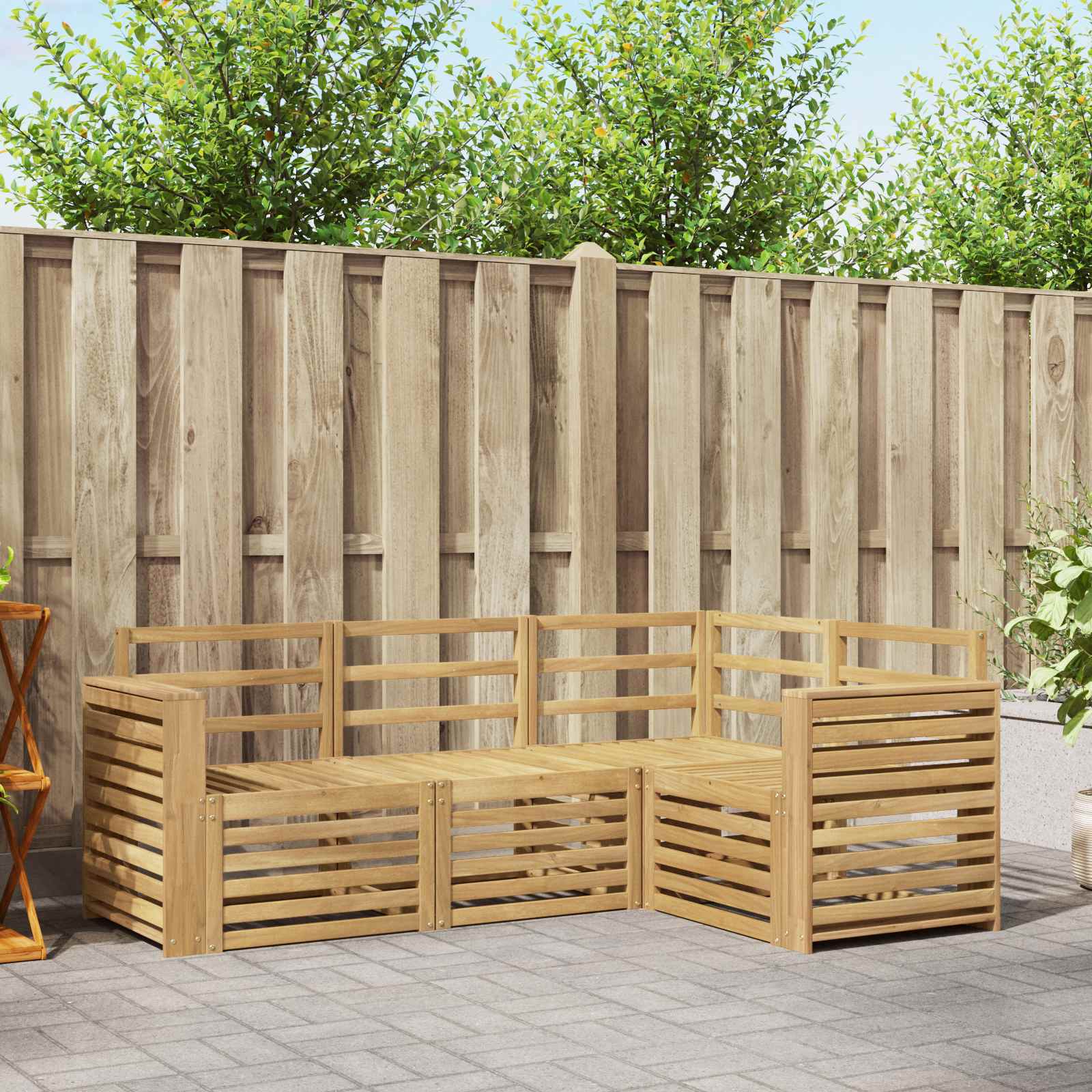 Σετ Καναπέ 4 pcs Λευκό 191 x 132,5 x 73 εκ Στερεό Ξύλο Ακακίας - Pakobazaar