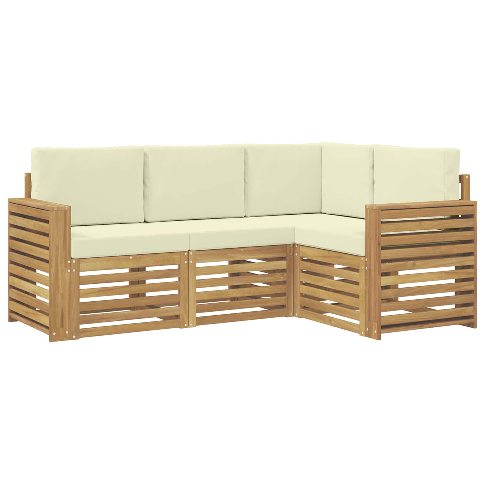 Σετ Καναπέ 4 pcs Λευκό και Κρεμ 191 x 132,5 x 73 εκ Πολυεστέρας - Pakobazaar