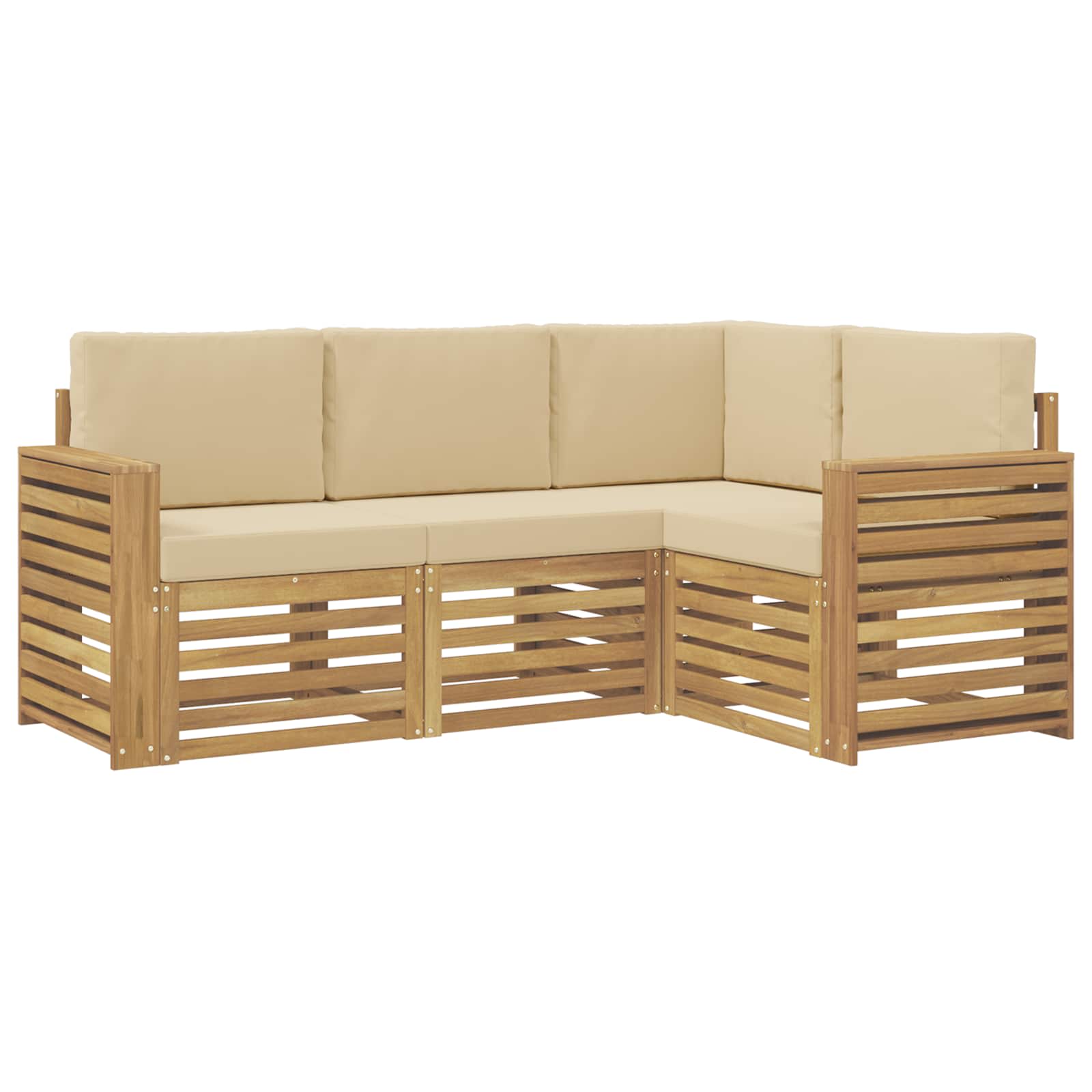 Σετ Καναπέ 4 pcs Λευκό και Μπεζ 191 x 132,5 x 73 εκ Πολυεστέρας - Pakobazaar