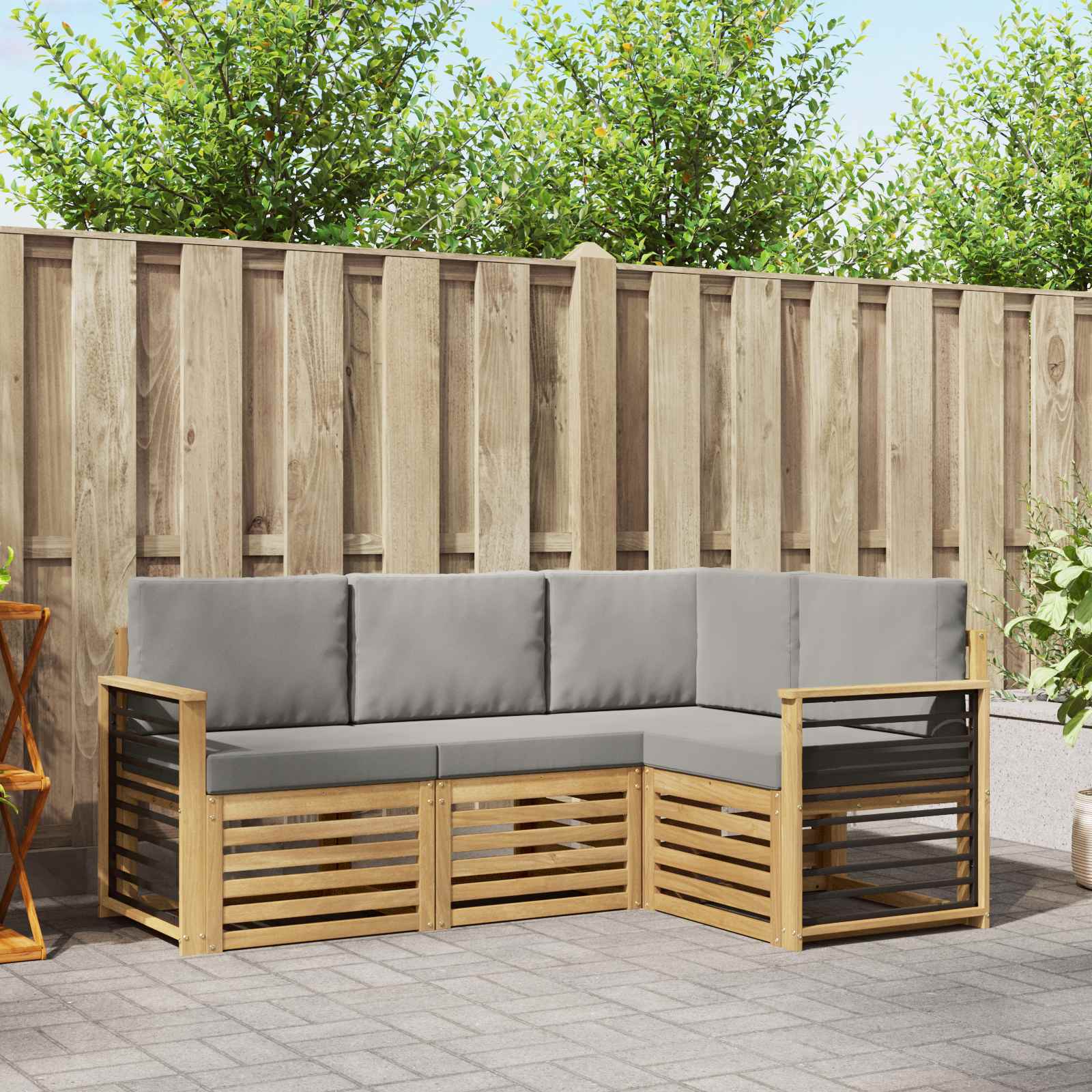 Σετ Καναπέ 4 pcs Λευκό και Ανοιχτό Γκρι 187,5 x 128,5 x 73 εκ - Pakobazaar