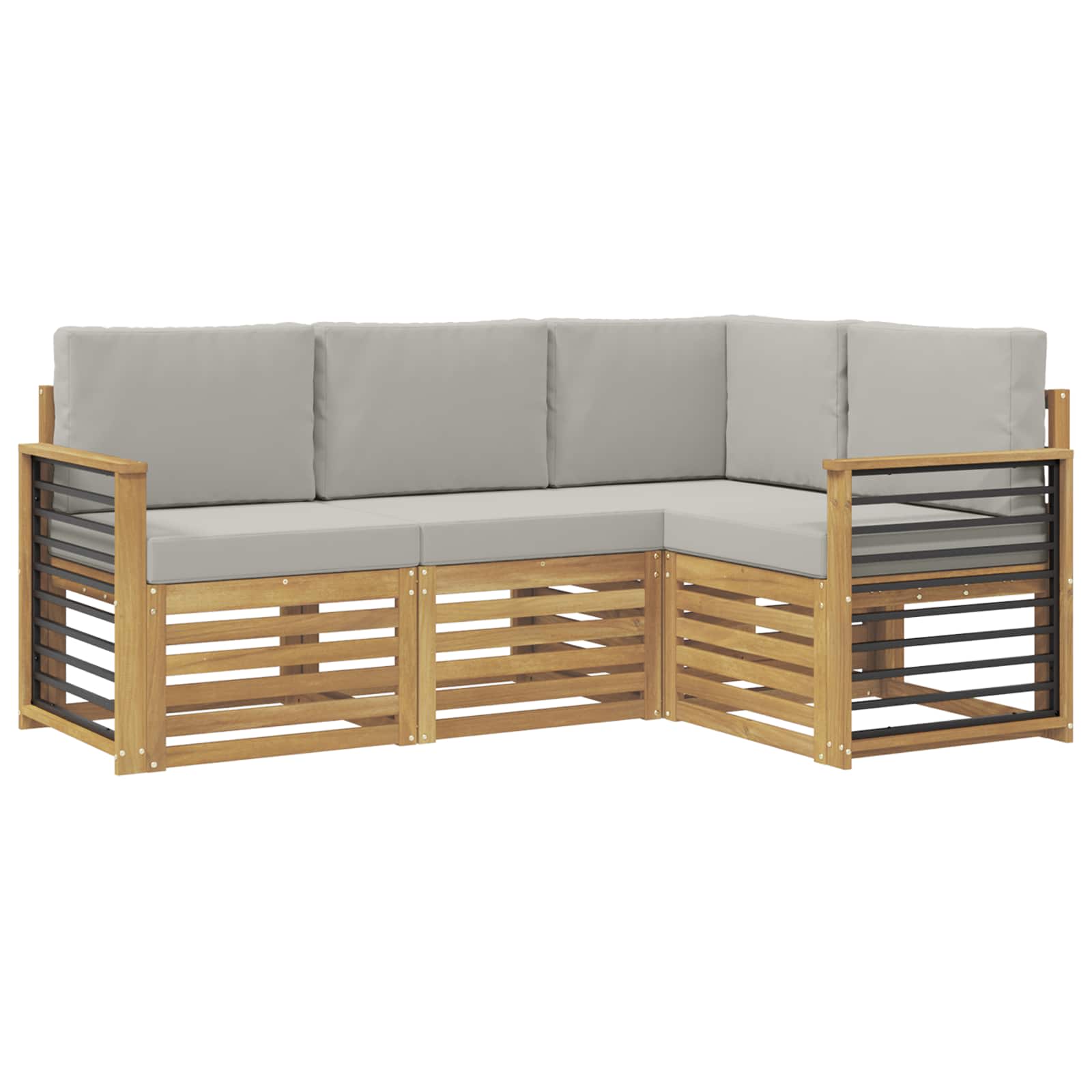 Σετ Καναπέ 4 pcs Λευκό και Ανοιχτό Γκρι 187,5 x 128,5 x 73 εκ - Pakobazaar
