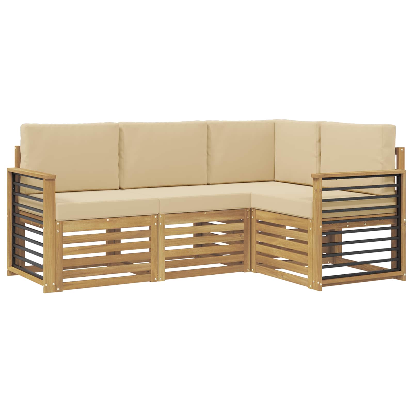 Σετ Καναπέ 4 pcs Λευκό και Μπεζ 187,5 x 128,5 x 73 εκ - Pakobazaar