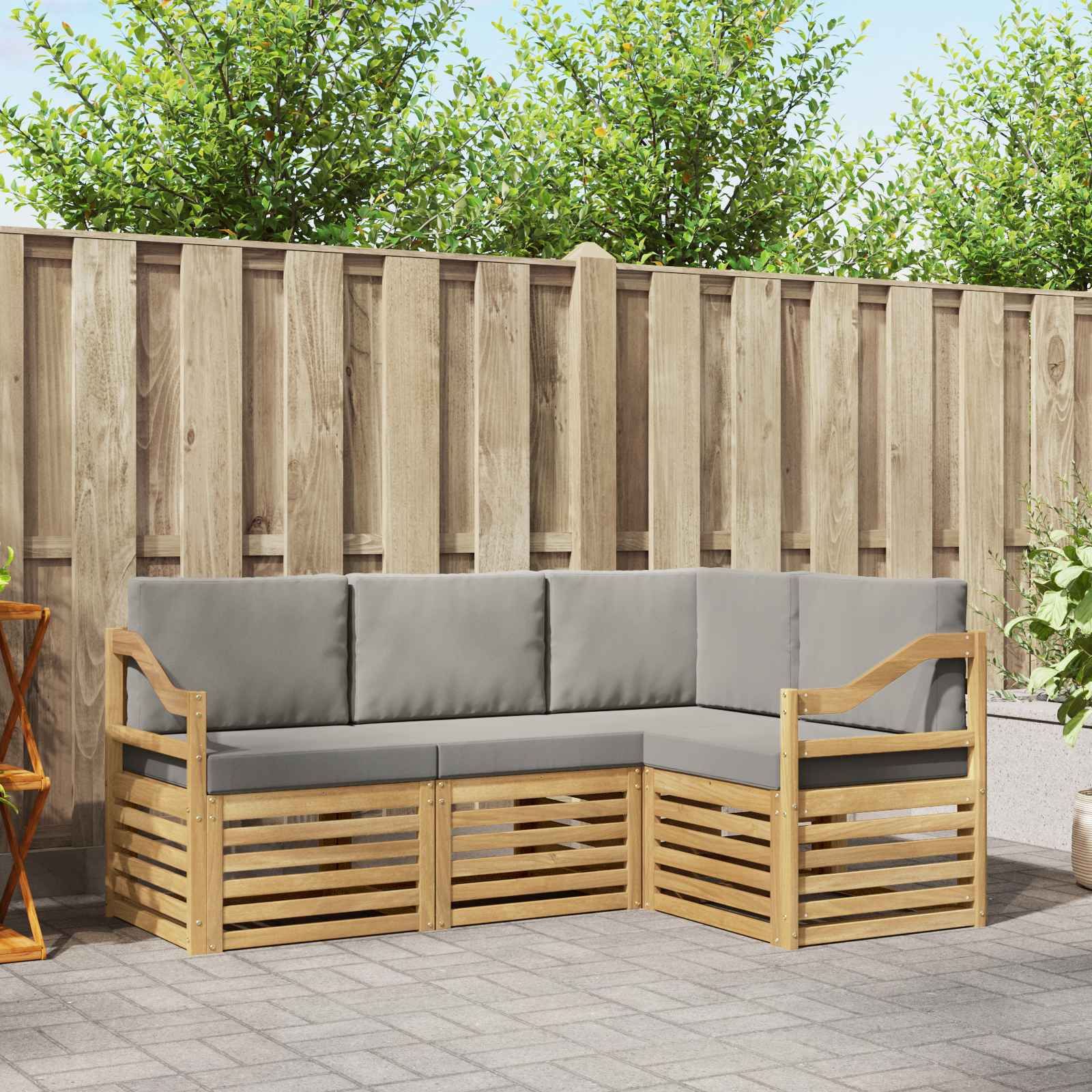 Σετ Καναπέ 4 pcs Λευκό και Ανοιχτό Γκρι 185,5 x 126,5 x 73 εκ - Pakobazaar