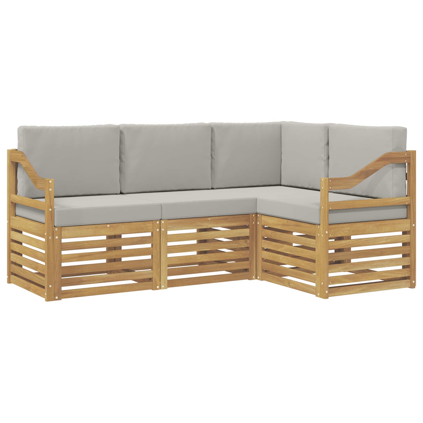 Σετ Καναπέ 4 pcs Λευκό και Ανοιχτό Γκρι 185,5 x 126,5 x 73 εκ - Pakobazaar