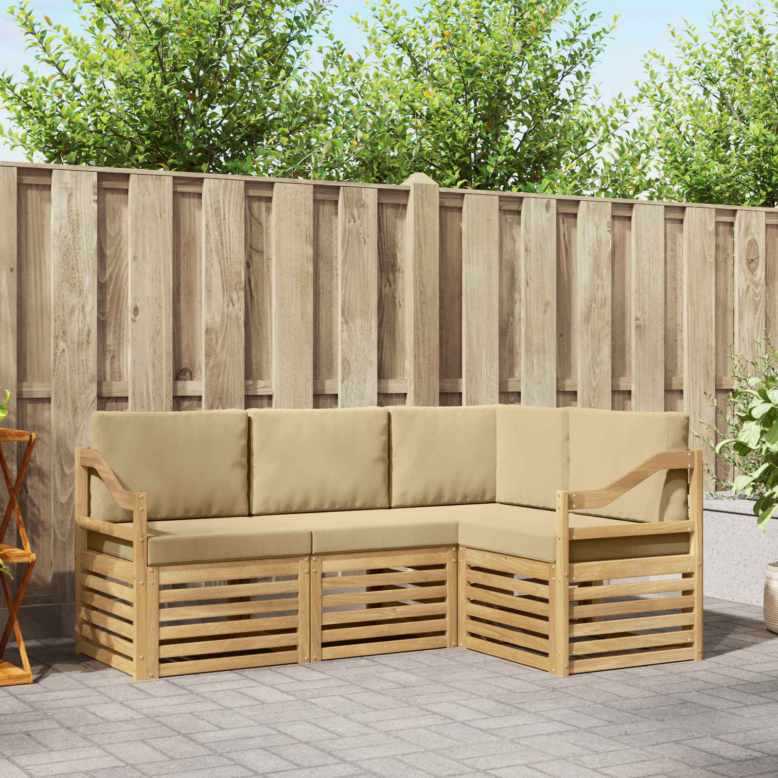 Σετ Καναπέ 4 pcs Λευκό και Μπεζ 185,5 x 126,5 x 73 εκ - Pakobazaar