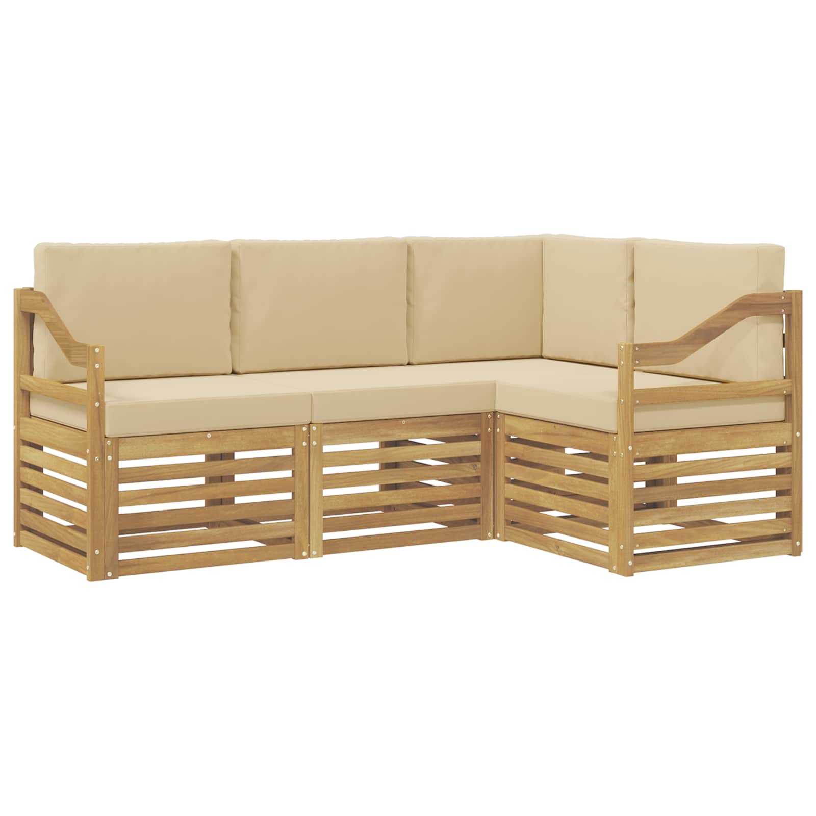 Σετ Καναπέ 4 pcs Λευκό και Μπεζ 185,5 x 126,5 x 73 εκ - Pakobazaar
