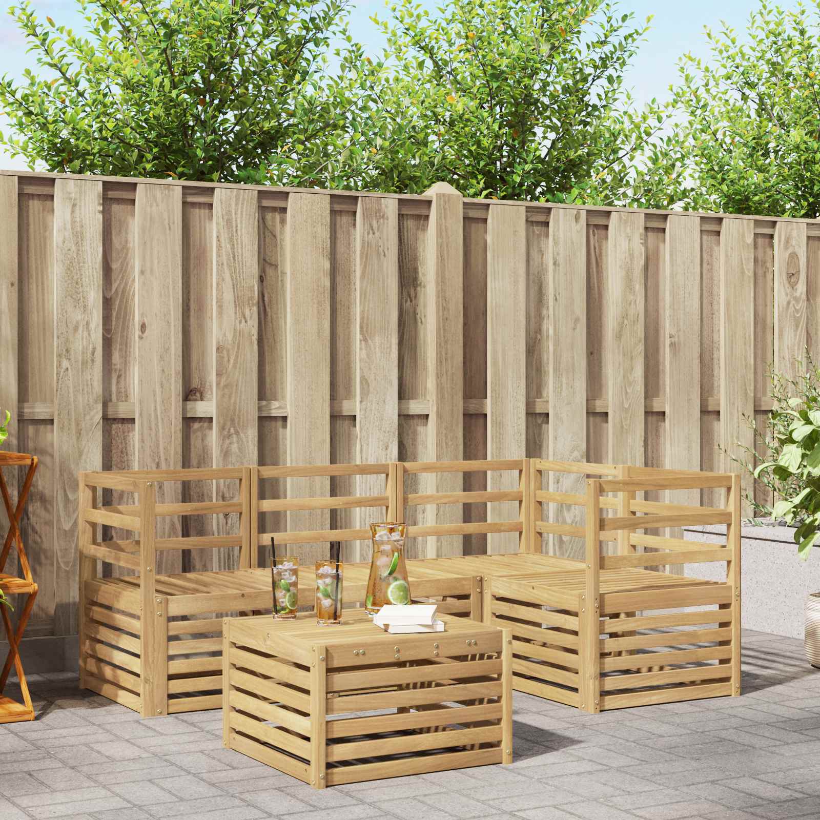 Σειρά Καναπέ Εξωτερικού 5 pcs Λευκό 59 x 59 x 37 εκ - Pakobazaar