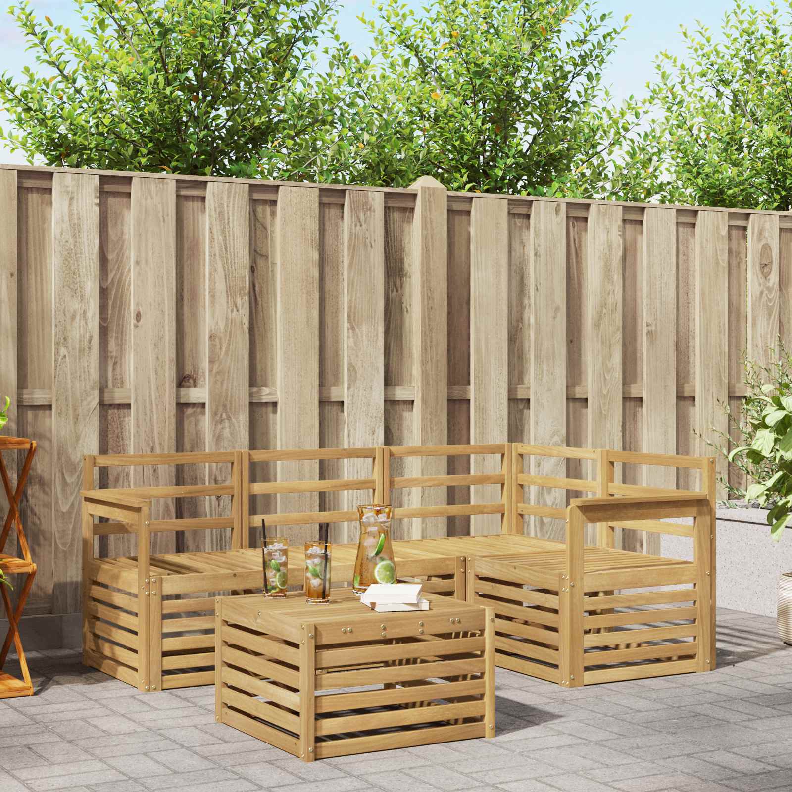 Σειρά Καναπέ Εξωτερικού 5 pcs Λευκό 59 x 59 x 37 εκ - Pakobazaar