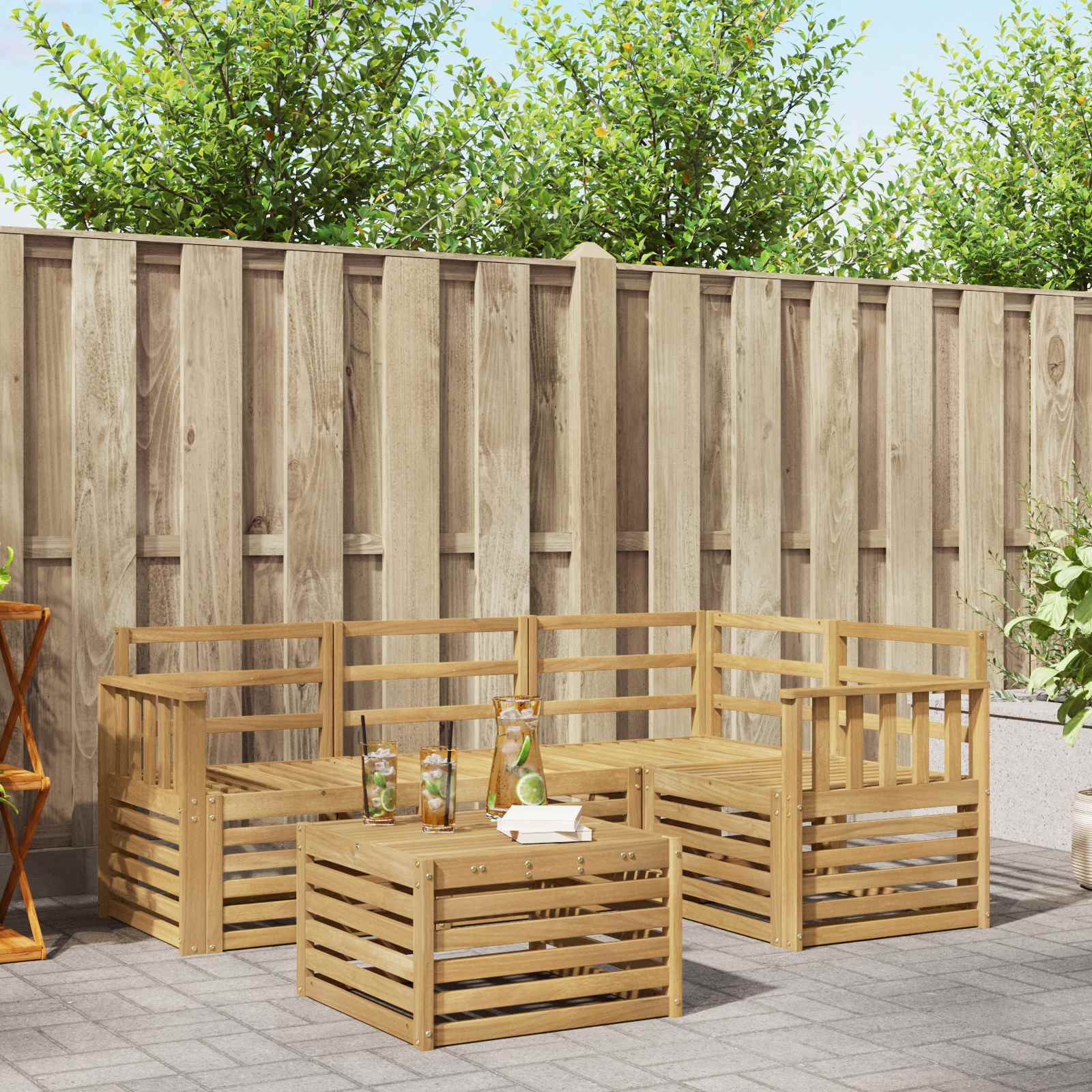 Σειρά Καναπέ Εξωτερικού 5 pcs Λευκό 59 x 59 x 37 εκ - Pakobazaar