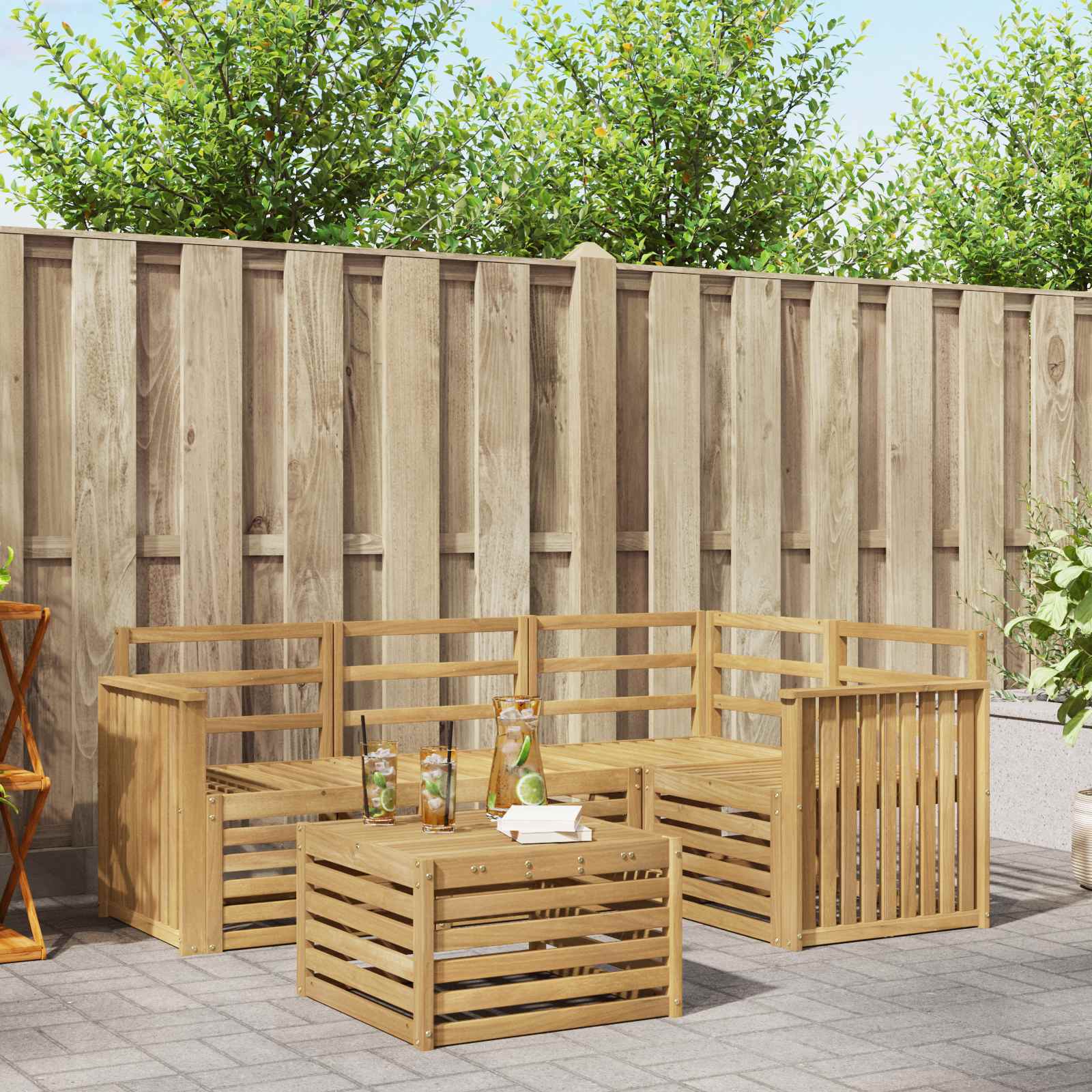 Σειρά Καναπέ Εξωτερικού 5 pcs Λευκό 59 x 59 x 37 εκ - Pakobazaar