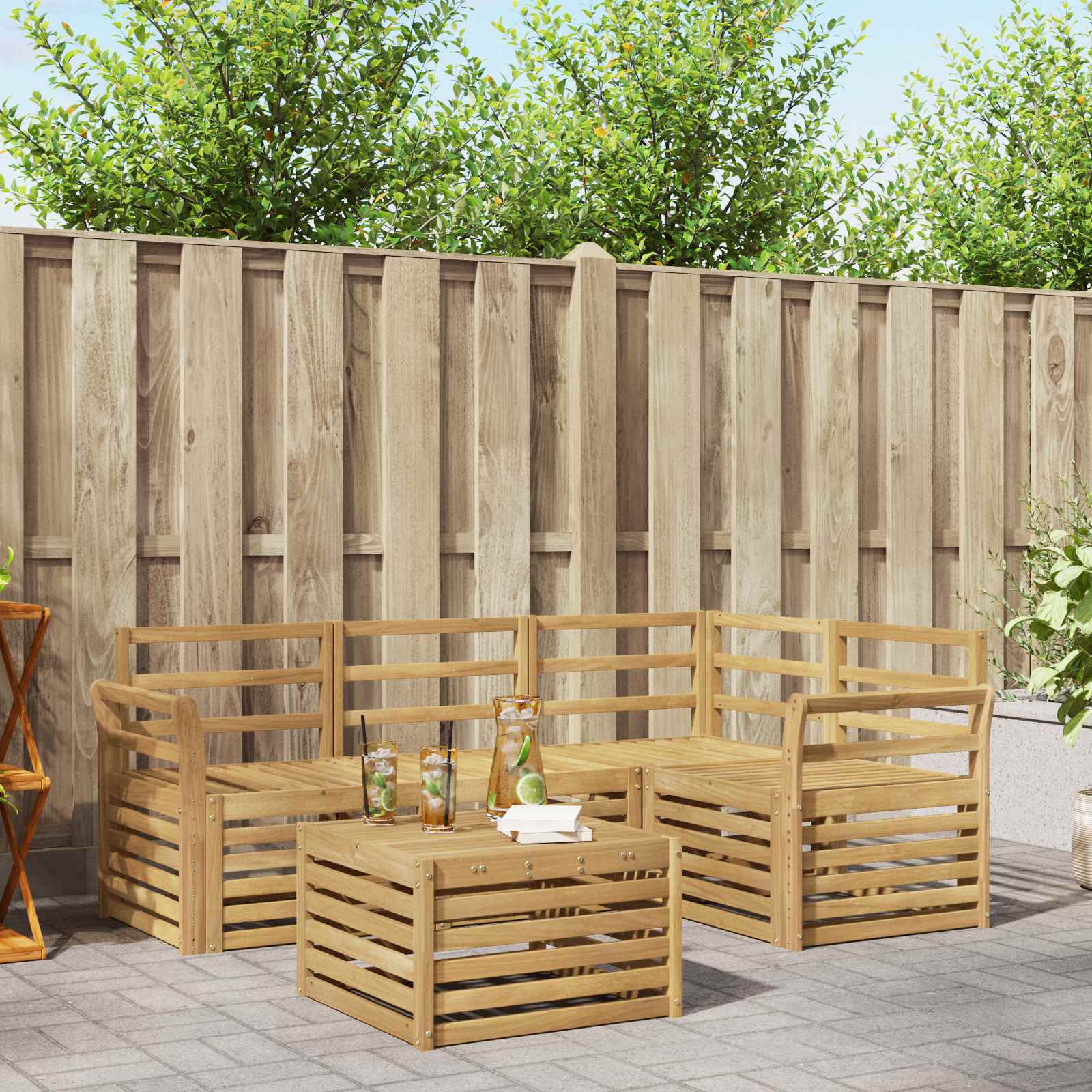 Σειρά Καναπέ Εξωτερικού 5 pcs Λευκό 59 x 59 x 37 εκ - Pakobazaar