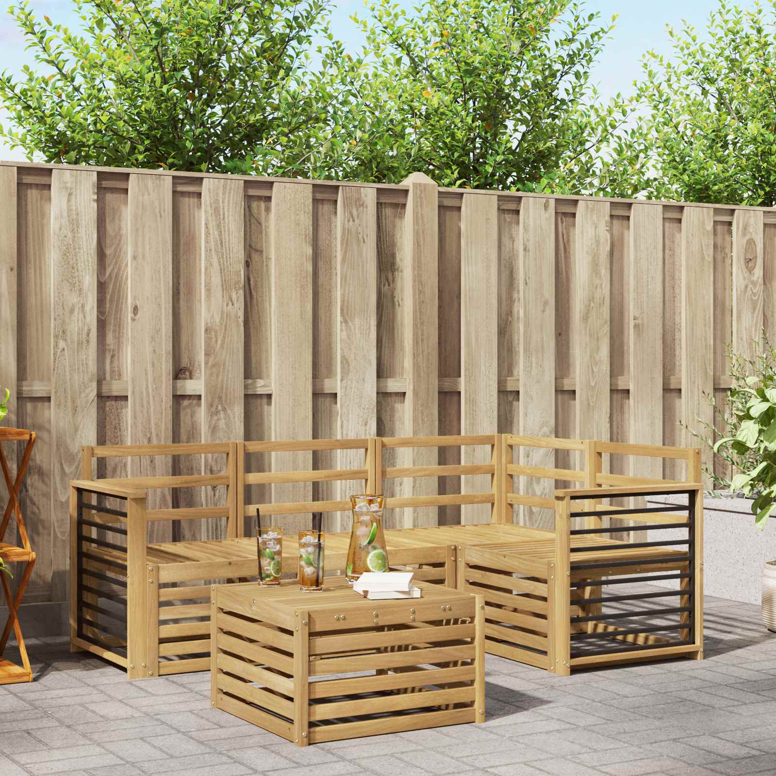 Σειρά Καναπέ Εξωτερικού 5 pcs Λευκό 59 x 59 x 37 εκ - Pakobazaar