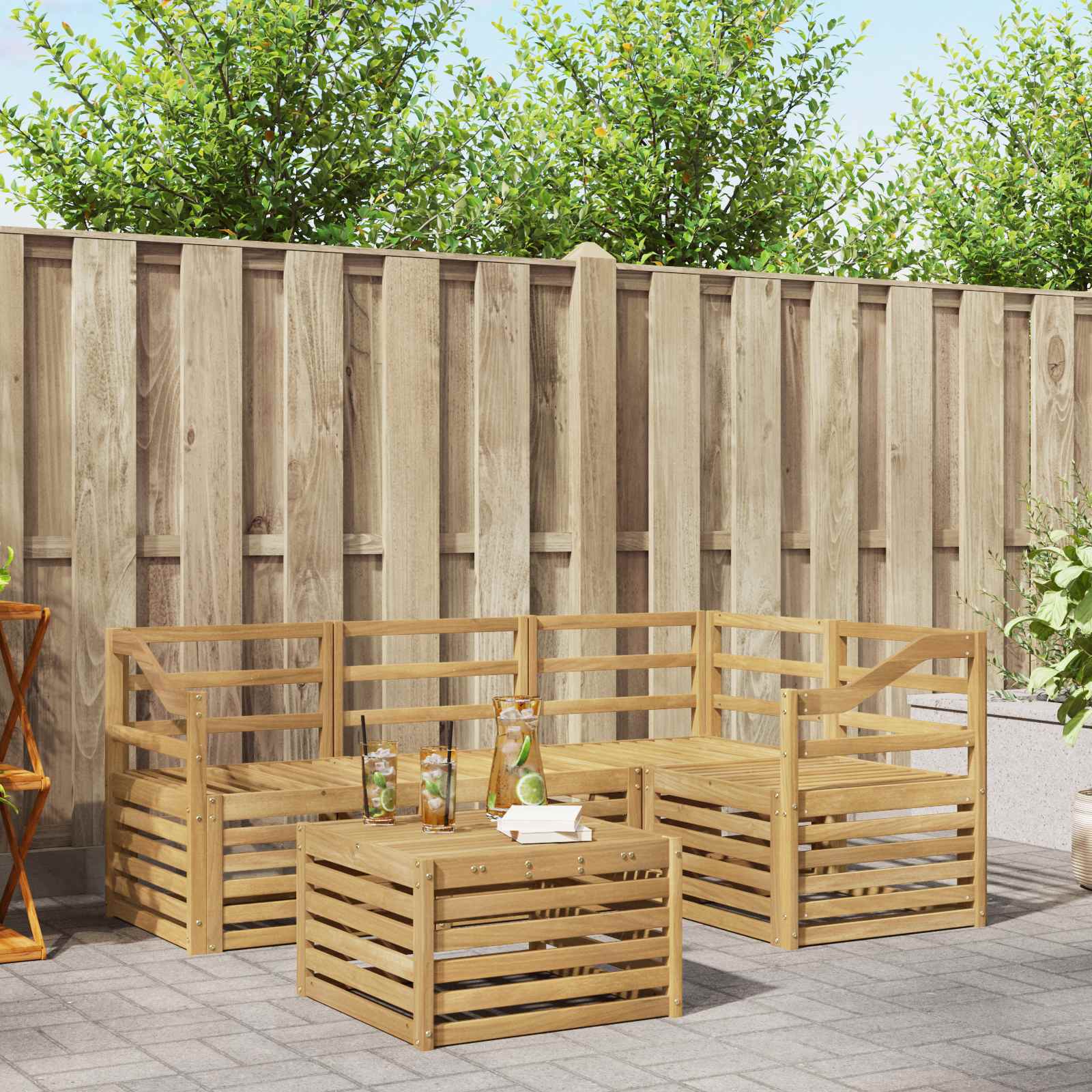 Σειρά Καναπέ Εξωτερικού 5 pcs Λευκό 59 x 59 x 37 εκ - Pakobazaar