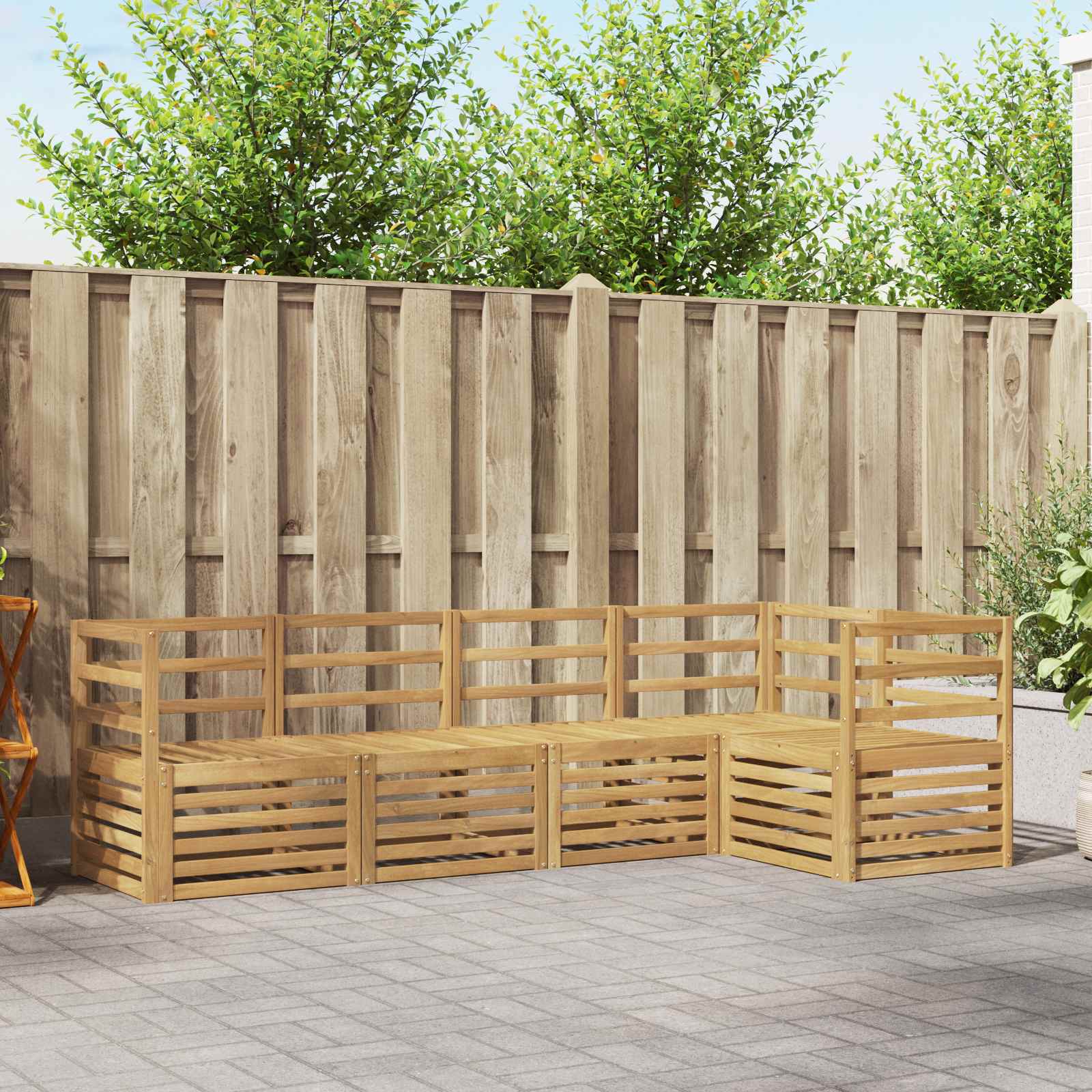 Σειρά Καναπέ Εξωτερικού 5 pcs Λευκό 245 x 126,5 x 73 εκ - Pakobazaar