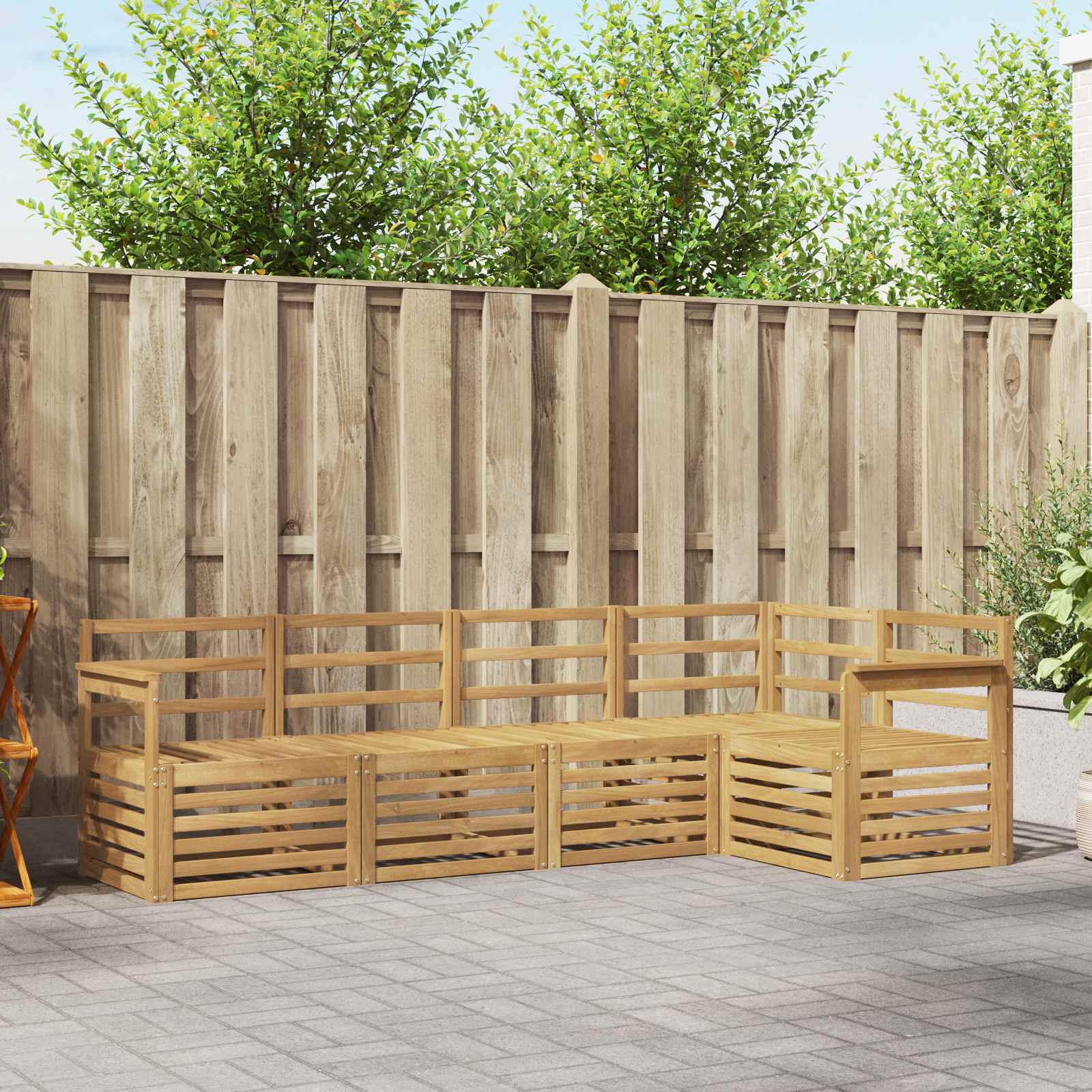 Σειρά Καναπέ Εξωτερικού 5 pcs Λευκό 247 x 128,5 x 73 εκ - Pakobazaar