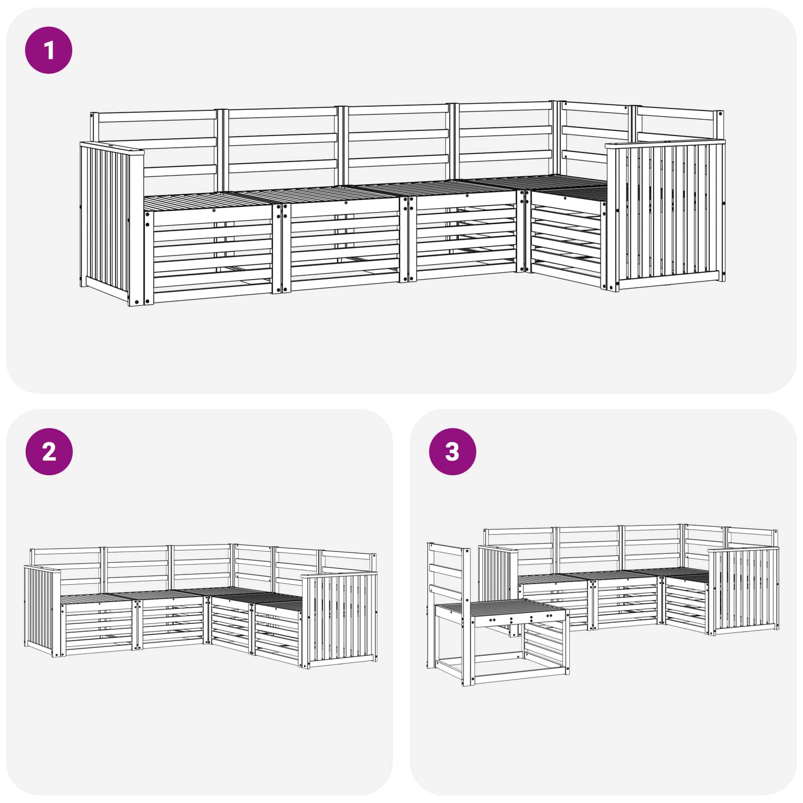 Σειρά Καναπέ Εξωτερικού 5 pcs Λευκό 247 x 128,5 x 73 εκ - Pakobazaar