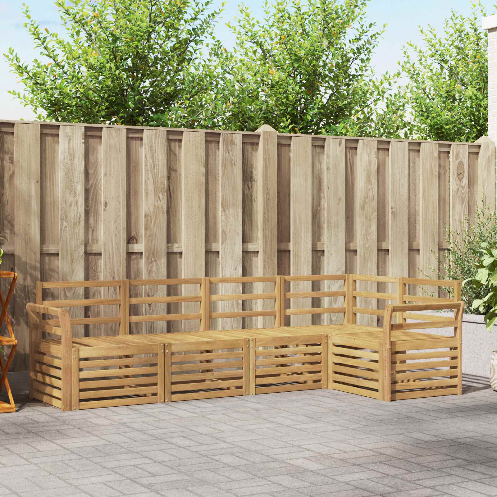 Σειρά Καναπέ Εξωτερικού 5 pcs Λευκό 249 x 130,5 x 73 εκ - Pakobazaar
