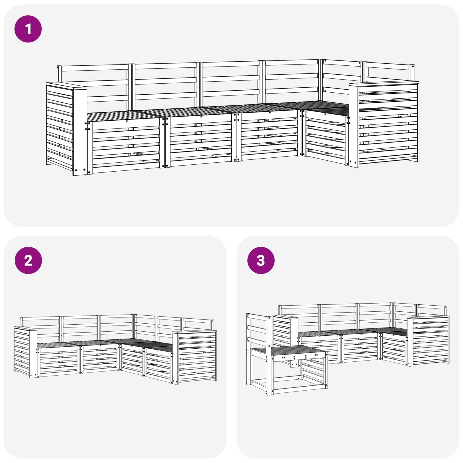 Σειρά Καναπέ Εξωτερικού 5 pcs Λευκό 251 x 132,5 x 73 εκ - Pakobazaar