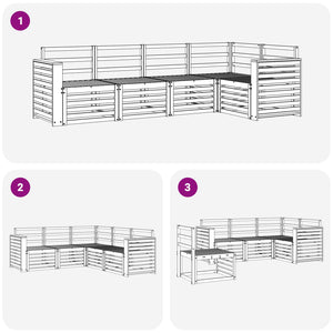 Σειρά Καναπέ Εξωτερικού 5 pcs Λευκό 251 x 132,5 x 73 εκ - Pakobazaar