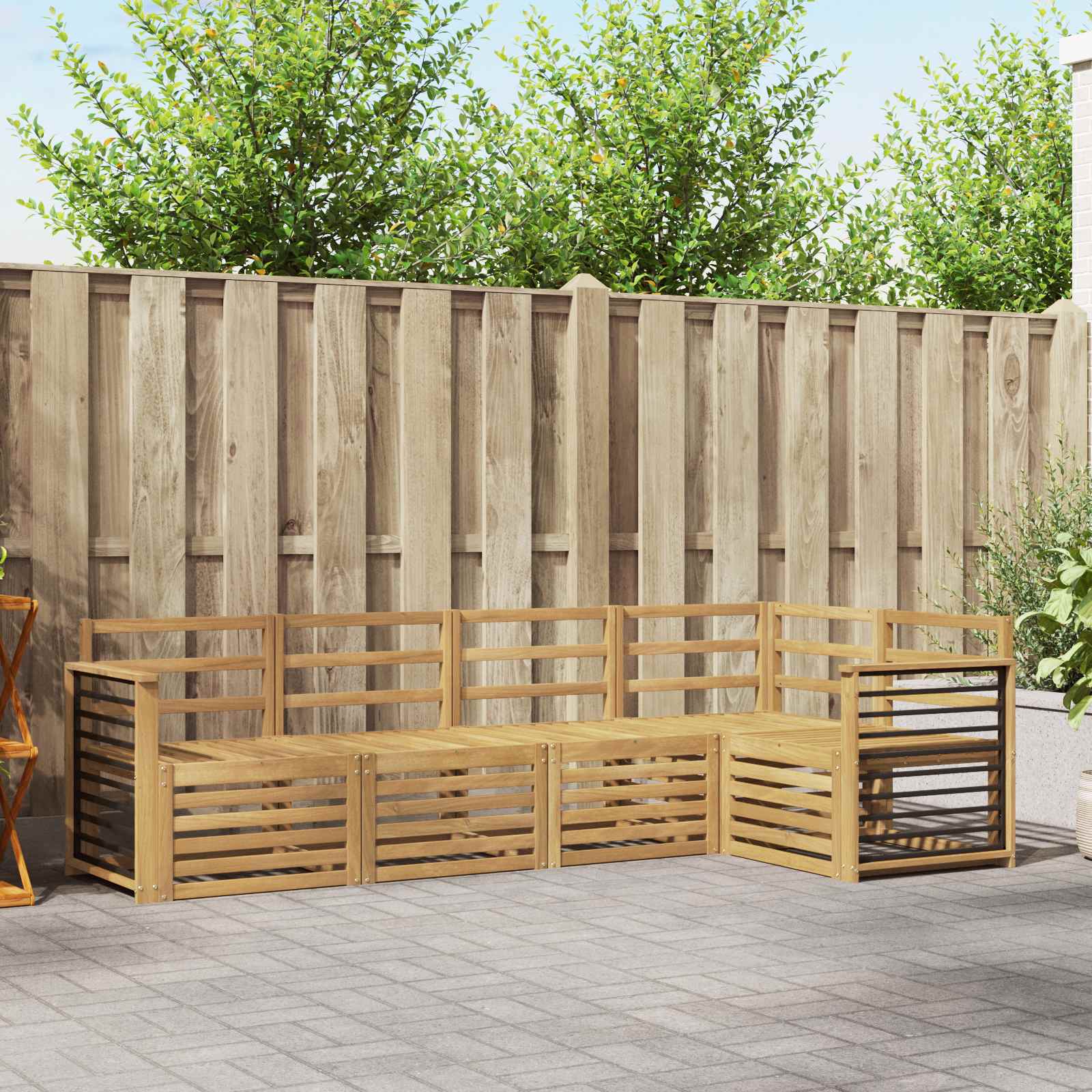 Σειρά Καναπέ Εξωτερικού 5 pcs Λευκό 247 x 128,5 x 73 εκ - Pakobazaar