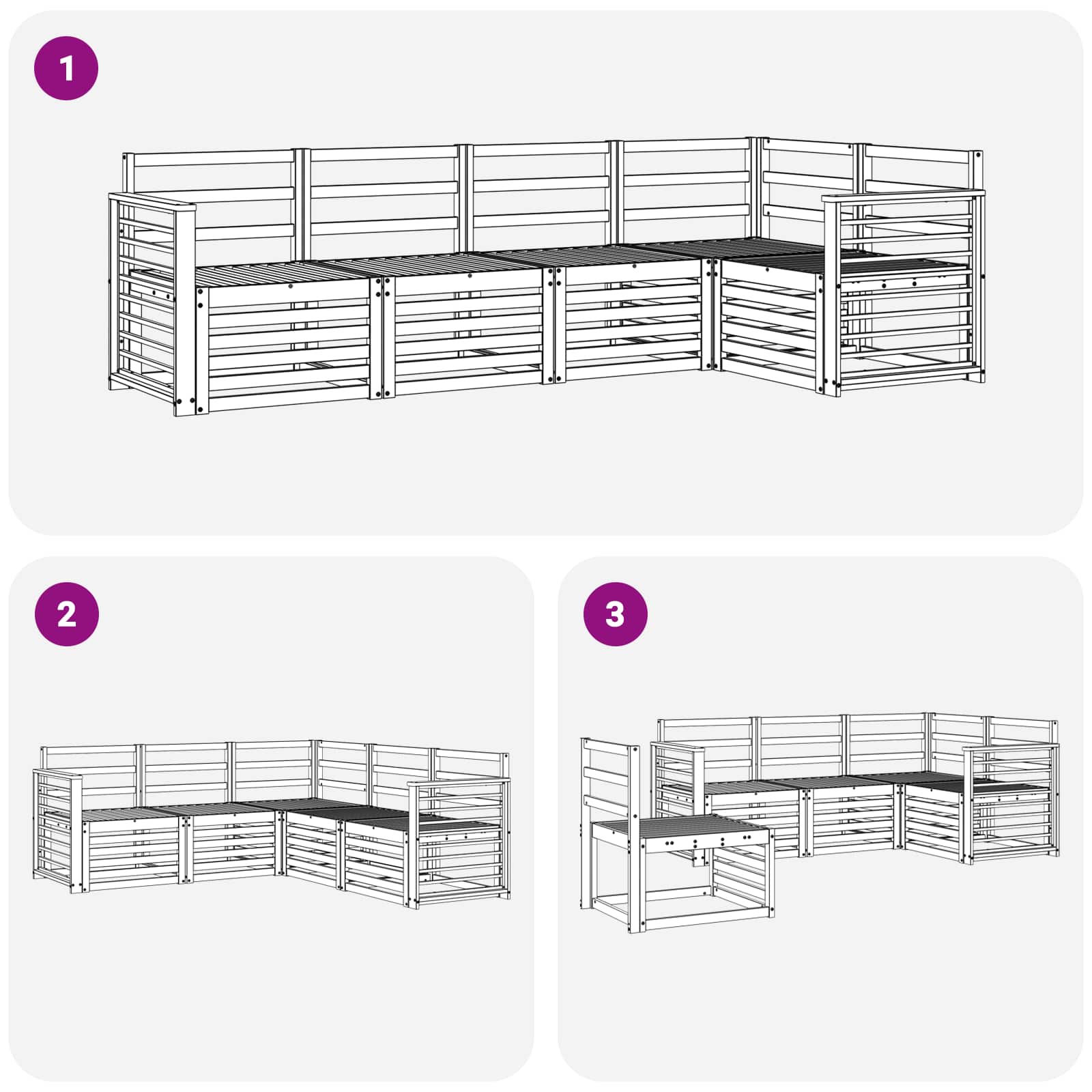 Σειρά Καναπέ Εξωτερικού 5 pcs Λευκό 247 x 128,5 x 73 εκ - Pakobazaar