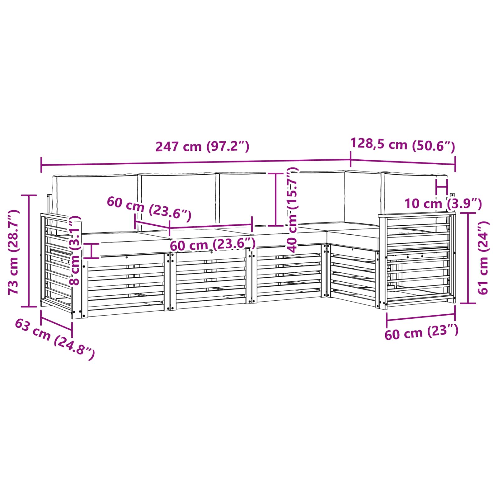 Σειρά Καναπέ Εξωτερικού 5 pcs Λευκό και Μπεζ - Pakobazaar