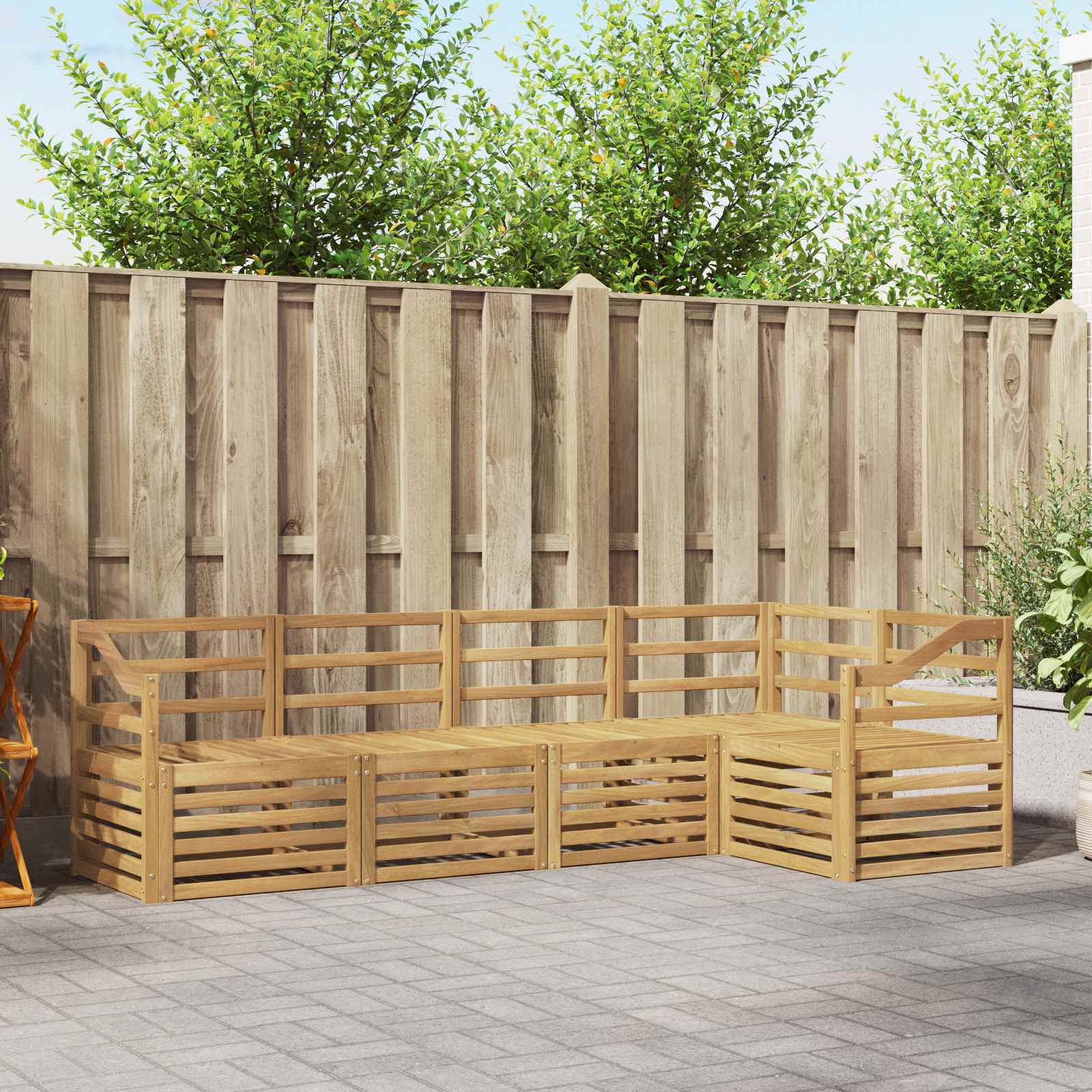 Σειρά Καναπέ Εξωτερικού 5 pcs Λευκό 245 x 126,5 x 73 εκ - Pakobazaar