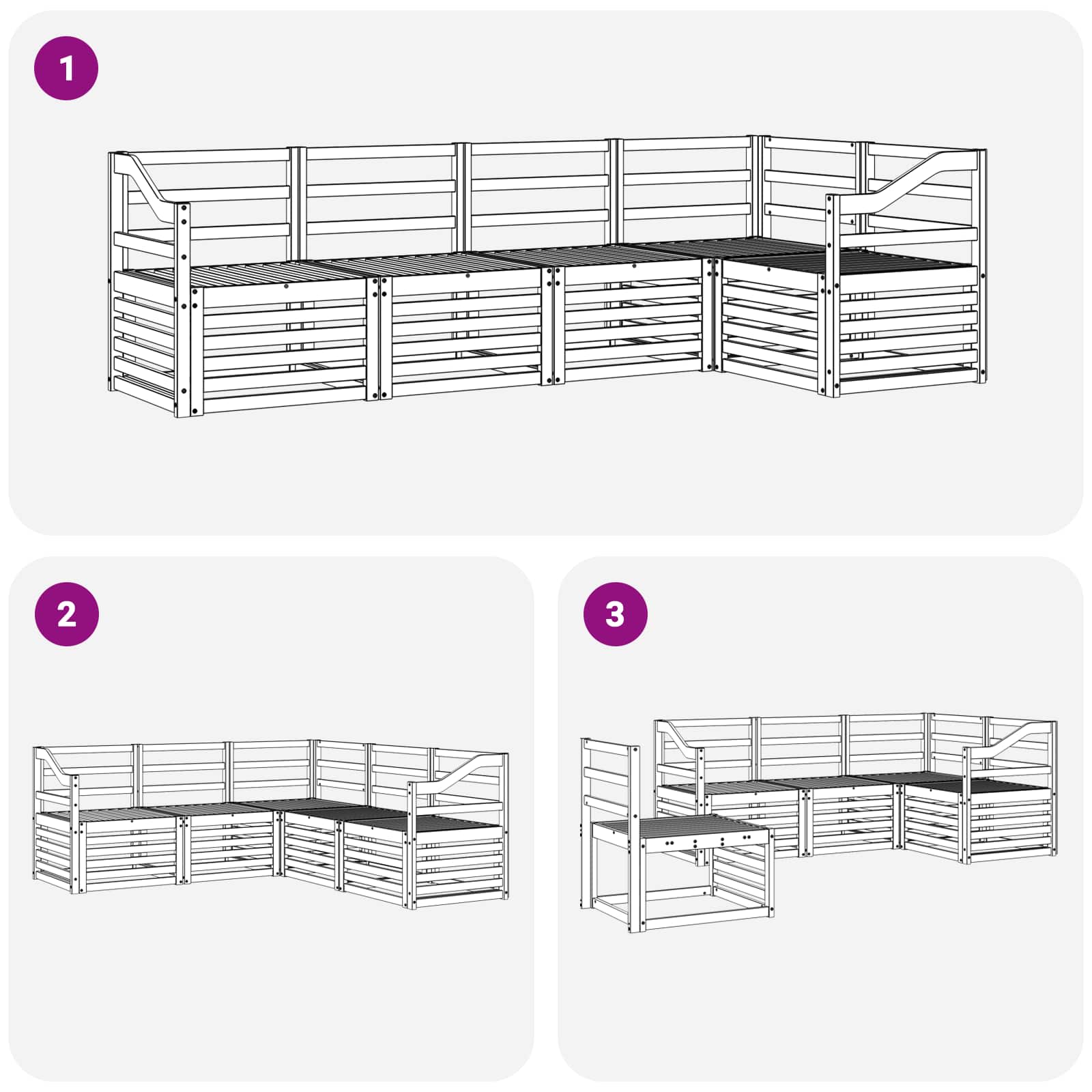 Σειρά Καναπέ Εξωτερικού 5 pcs Λευκό 245 x 126,5 x 73 εκ - Pakobazaar