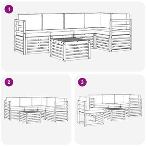 Σειρά Καναπέ Εξωτερικού 6 pcs Λευκό και Μπεζ 59 x 59 x 37 εκ - Pakobazaar