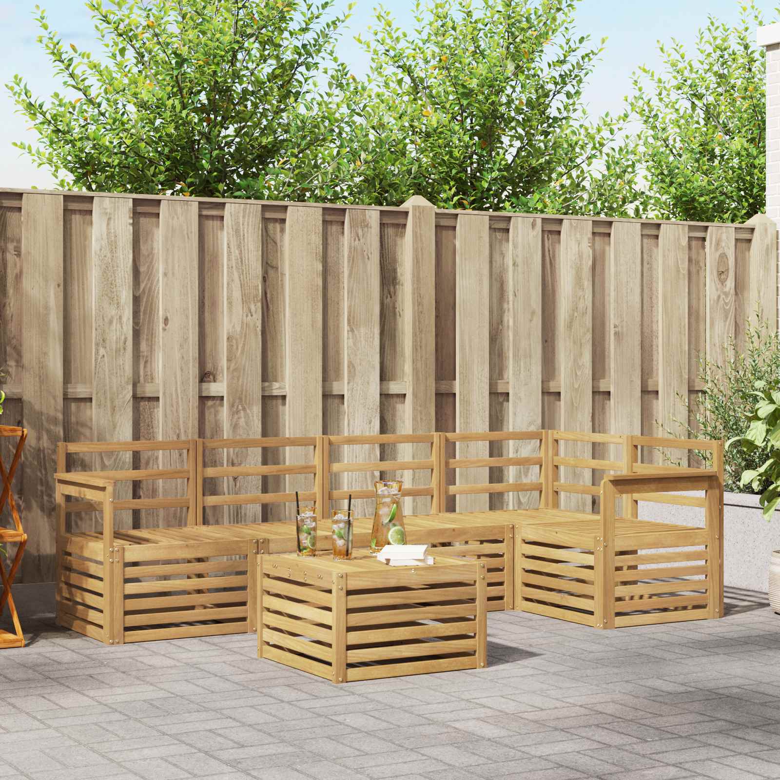 Σειρά Καναπέ Εξωτερικού 6 pcs Λευκό 59 x 59 x 37 εκ - Pakobazaar
