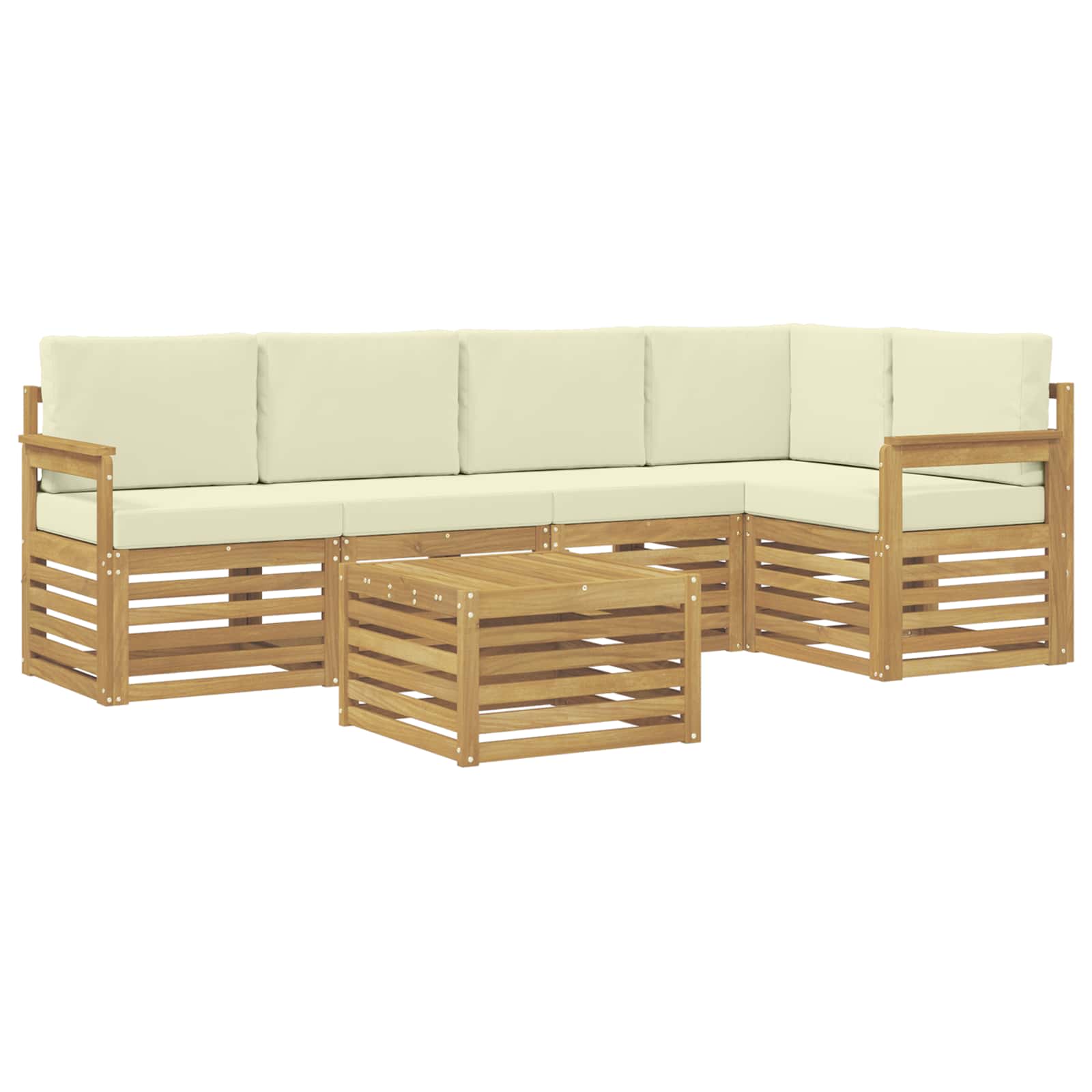 Σειρά Καναπέ Εξωτερικού 6 pcs Λευκό και Κρεμ 59 x 59 x 37 εκ - Pakobazaar