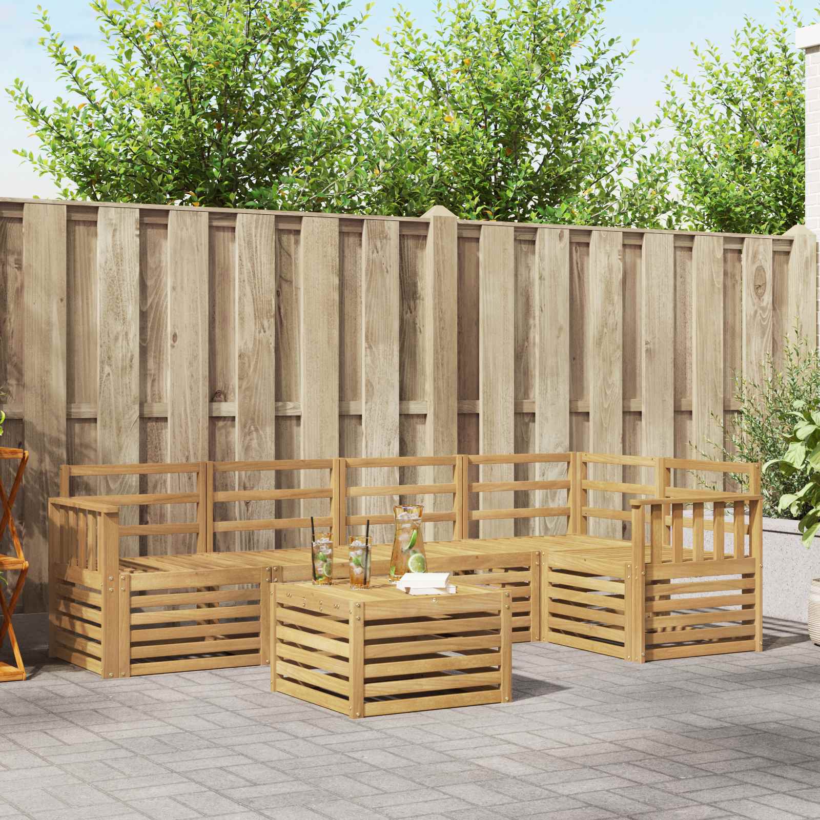 Σειρά Καναπέ Εξωτερικού 6 pcs Λευκό 59 x 59 x 37 εκ - Pakobazaar