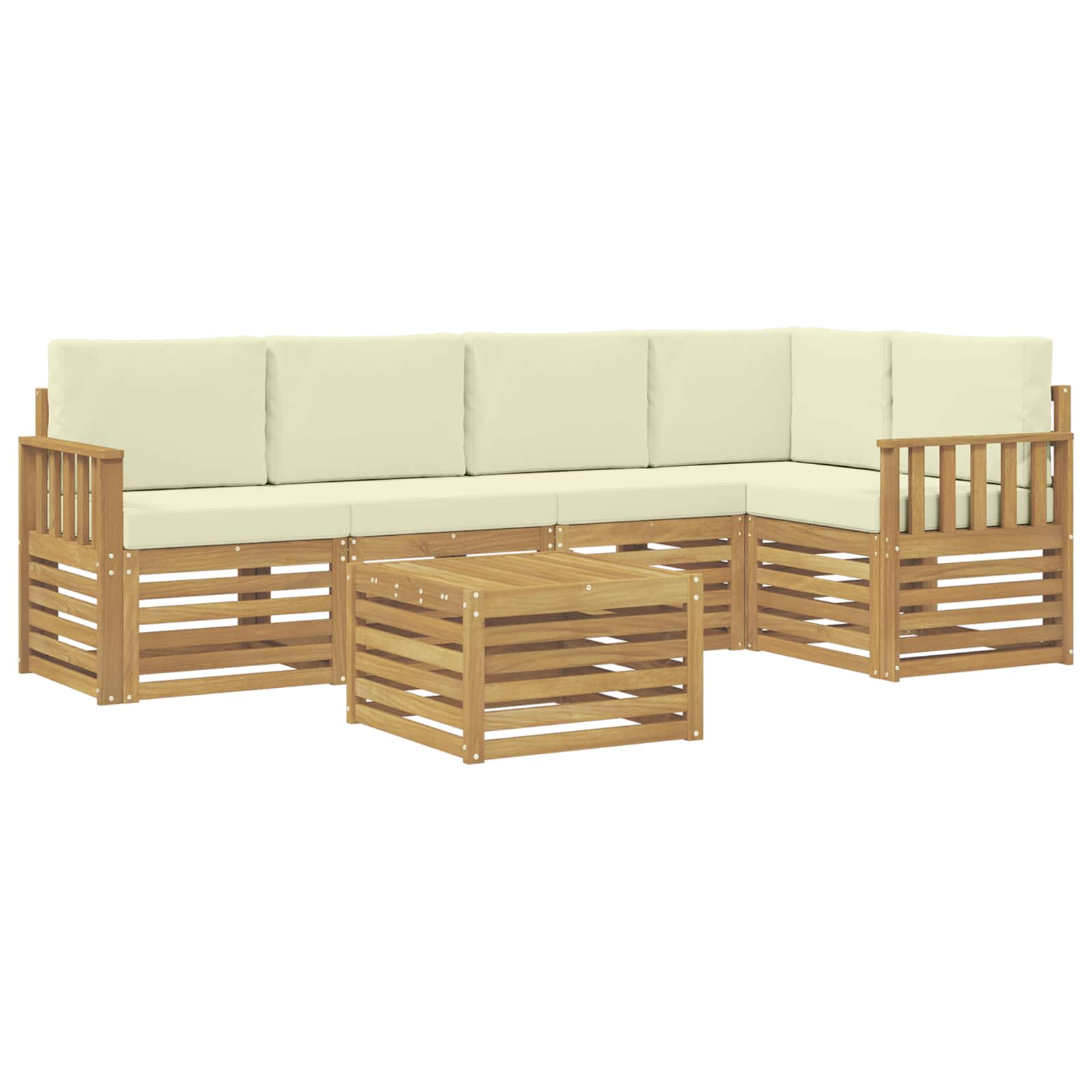 Σειρά Καναπέ Εξωτερικού 6 pcs Λευκό και Κρεμ 59 x 59 x 37 εκ - Pakobazaar