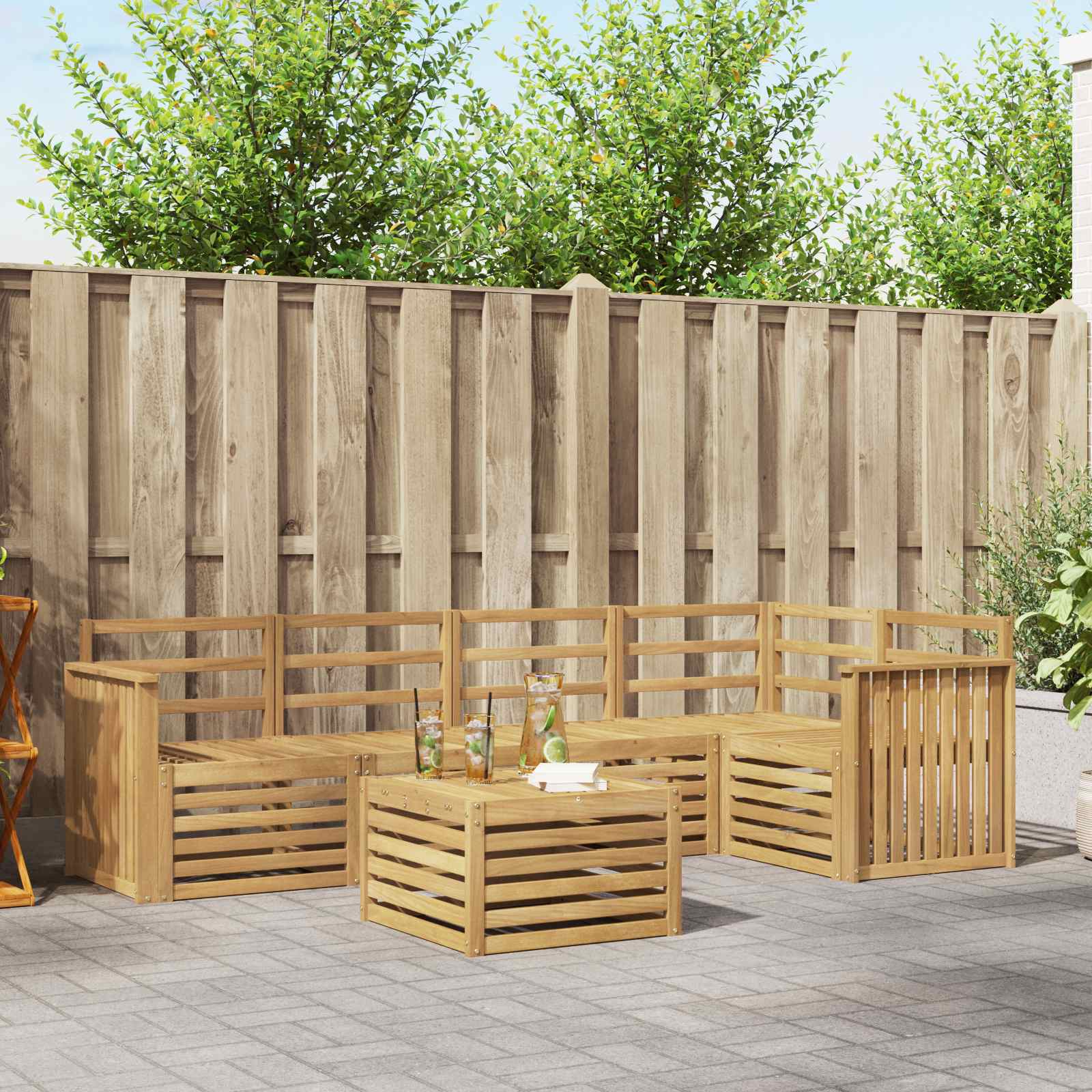 Σειρά Καναπέ Εξωτερικού 6 pcs Λευκό 59 x 59 x 37 εκ - Pakobazaar