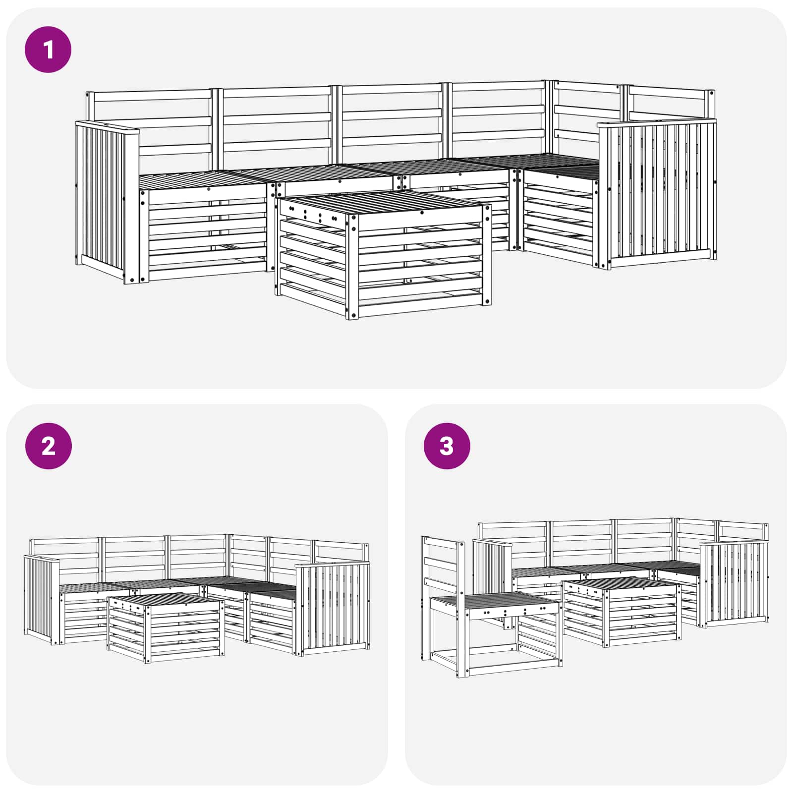Σειρά Καναπέ Εξωτερικού 6 pcs Λευκό 59 x 59 x 37 εκ - Pakobazaar