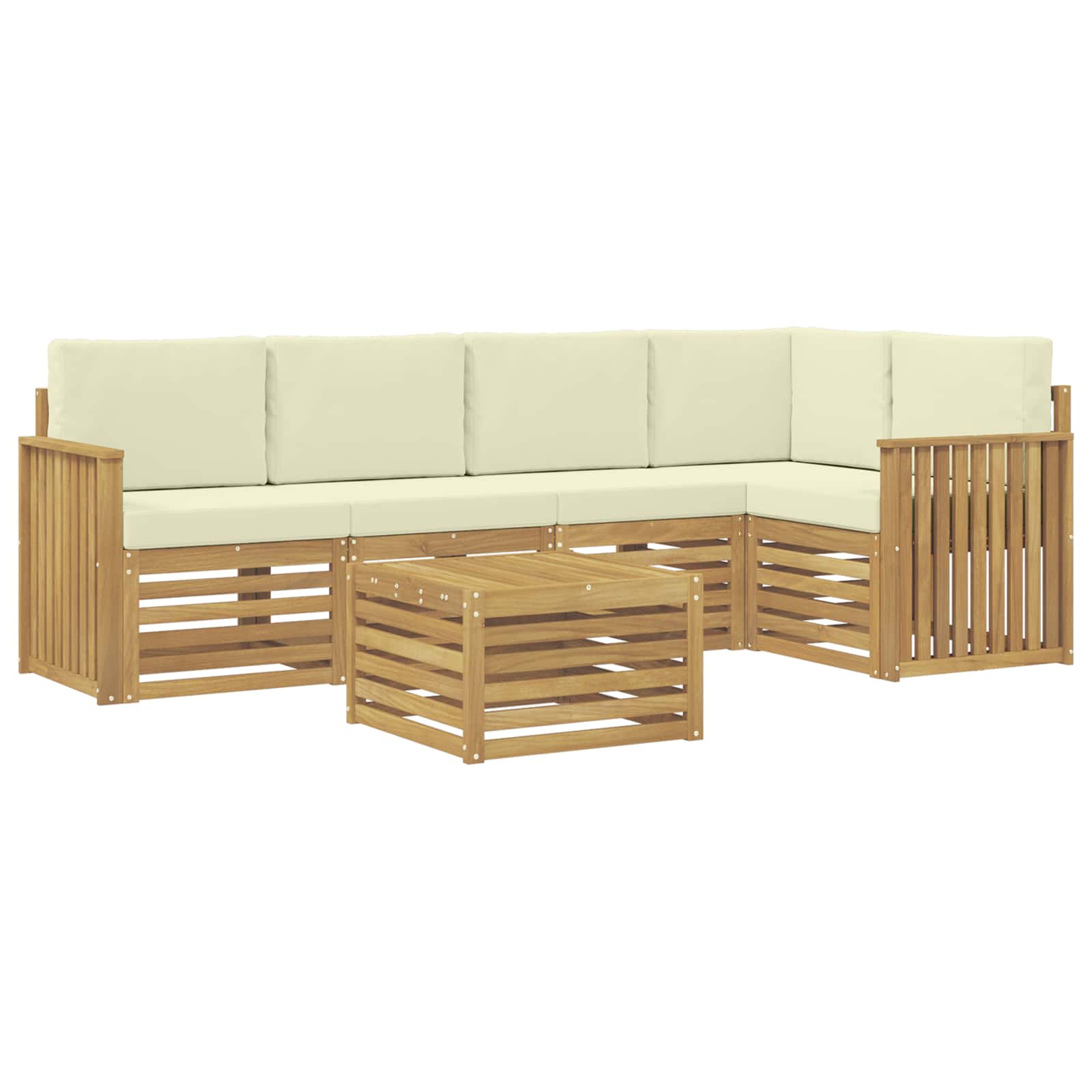 Σειρά Καναπέ Εξωτερικού 6 pcs Λευκό και Κρεμ 59 x 59 x 37 εκ - Pakobazaar