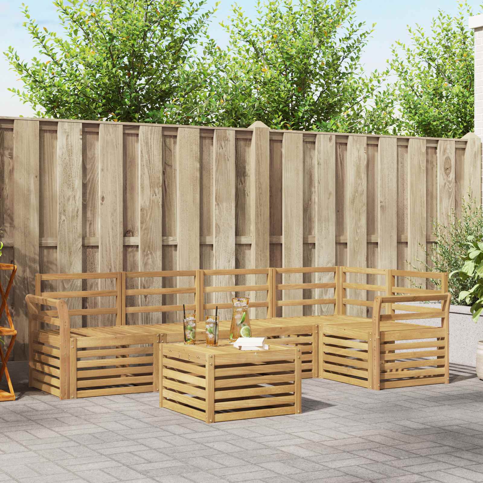Σειρά Καναπέ Εξωτερικού 6 pcs Λευκό 59 x 59 x 37 εκ - Pakobazaar