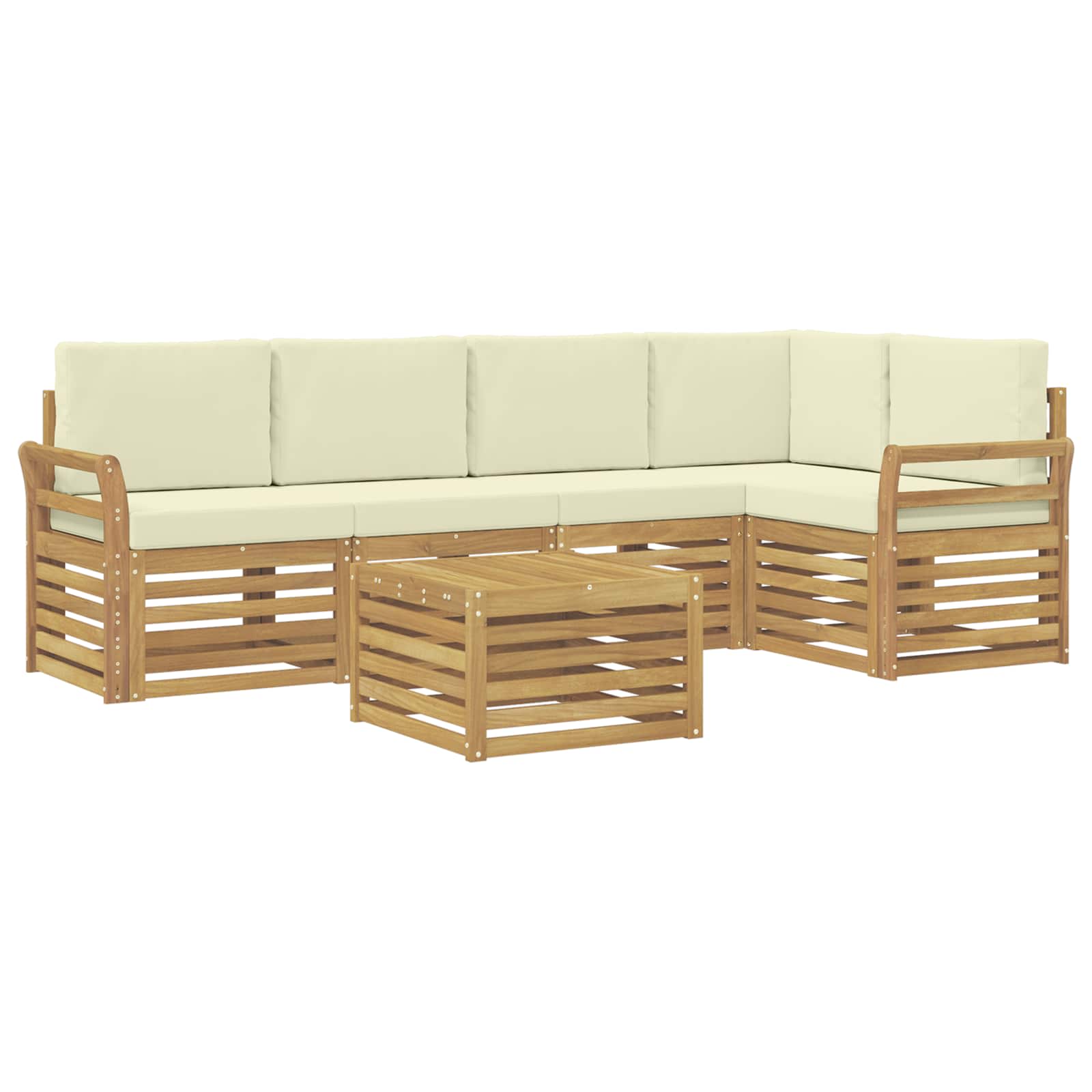 Σειρά Καναπέ Εξωτερικού 6 pcs Λευκό και Κρεμ 59 x 59 x 37 εκ - Pakobazaar