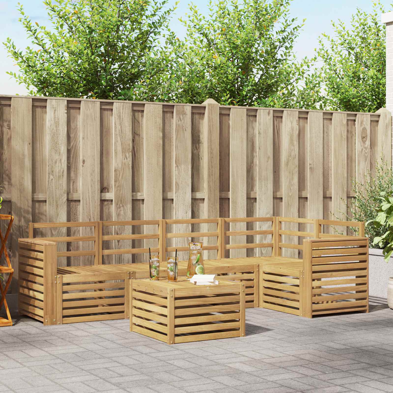 Σειρά Καναπέ Εξωτερικού 6 pcs Λευκό 59 x 59 x 37 εκ - Pakobazaar