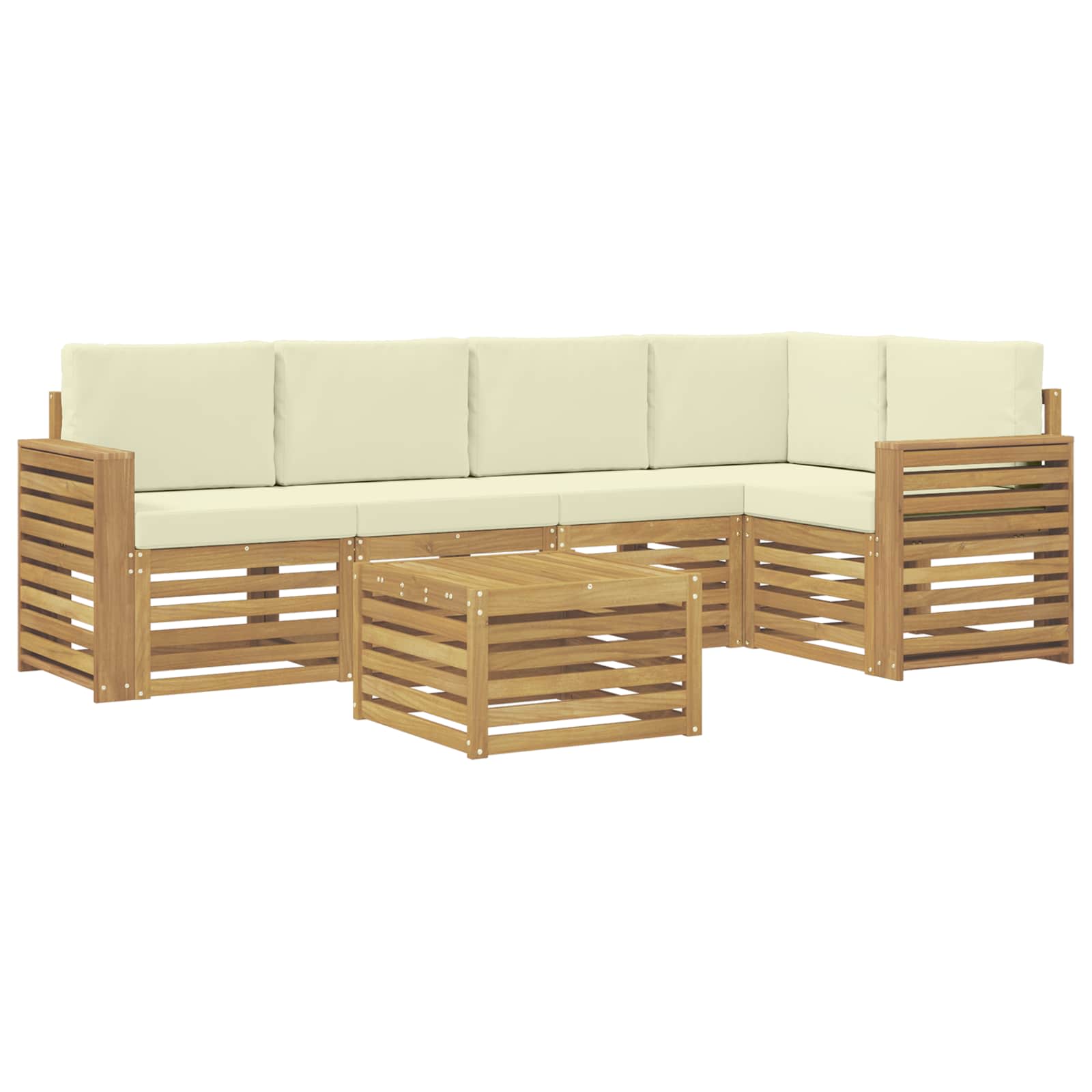 Σειρά Καναπέ Εξωτερικού 6 pcs Λευκό και Κρεμ 59 x 59 x 37 εκ - Pakobazaar
