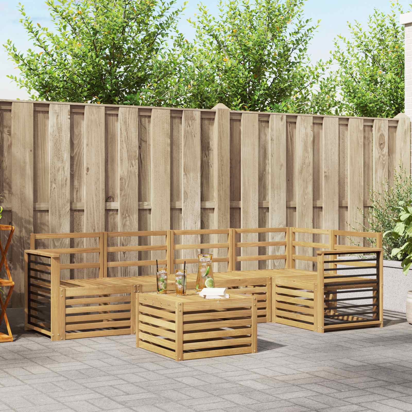 Σειρά Καναπέ Εξωτερικού 6 pcs Λευκό 59 x 59 x 37 εκ - Pakobazaar
