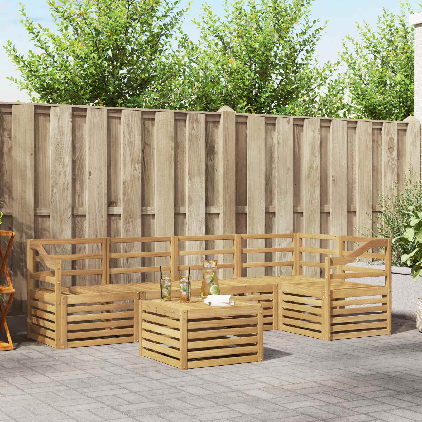 Σειρά Καναπέ Εξωτερικού 6 pcs Λευκό 59 x 59 x 37 εκ - Pakobazaar