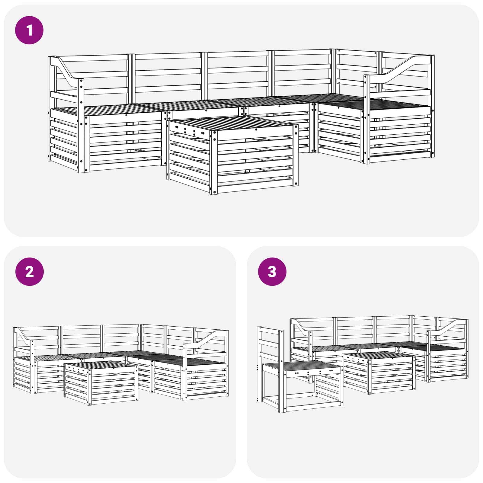 Σειρά Καναπέ Εξωτερικού 6 pcs Λευκό 59 x 59 x 37 εκ - Pakobazaar