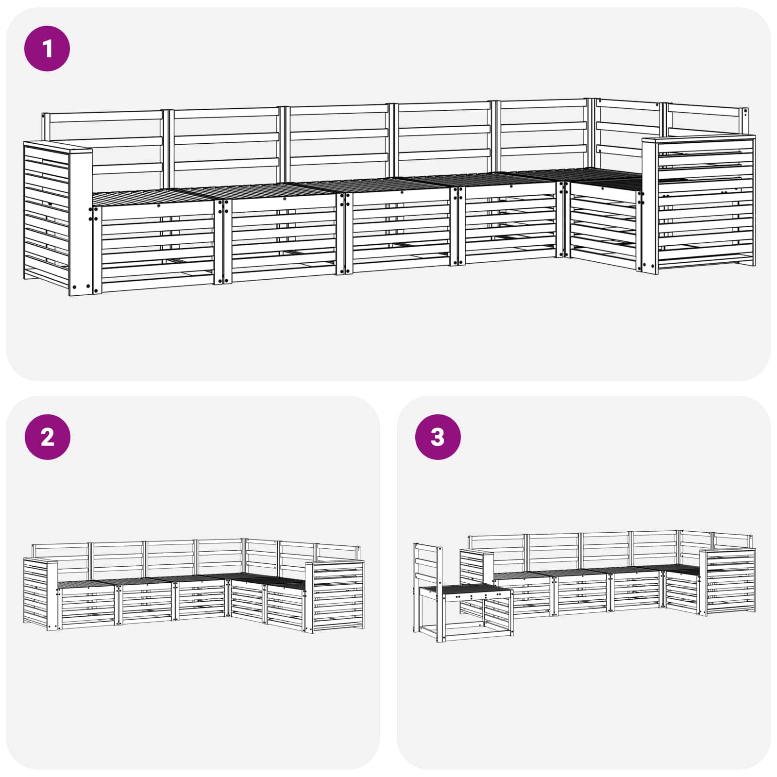 Σειρά Καναπέ Εξωτερικού 6 pcs Λευκό 310 x 132,5 x 73 εκ - Pakobazaar